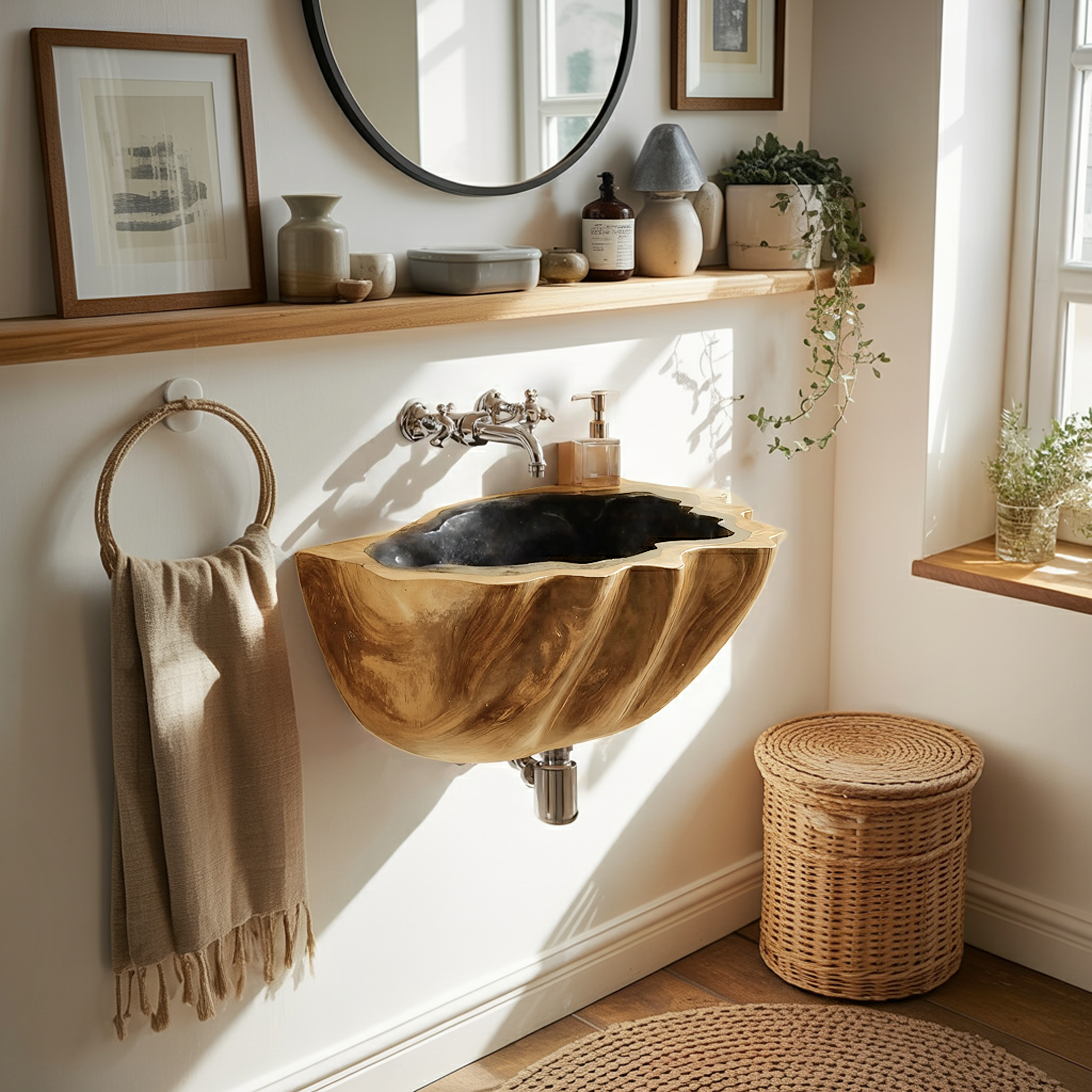 Modern Solid Wood Vanity Sink For Clean Bathroom Design Decor SILDTTNVS056