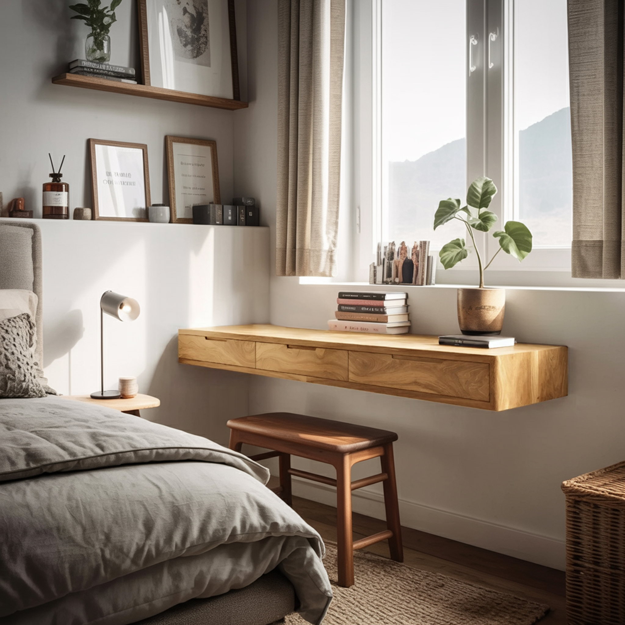 Modern Floating Desk With Drawers For Home Office SITHHNFLD013