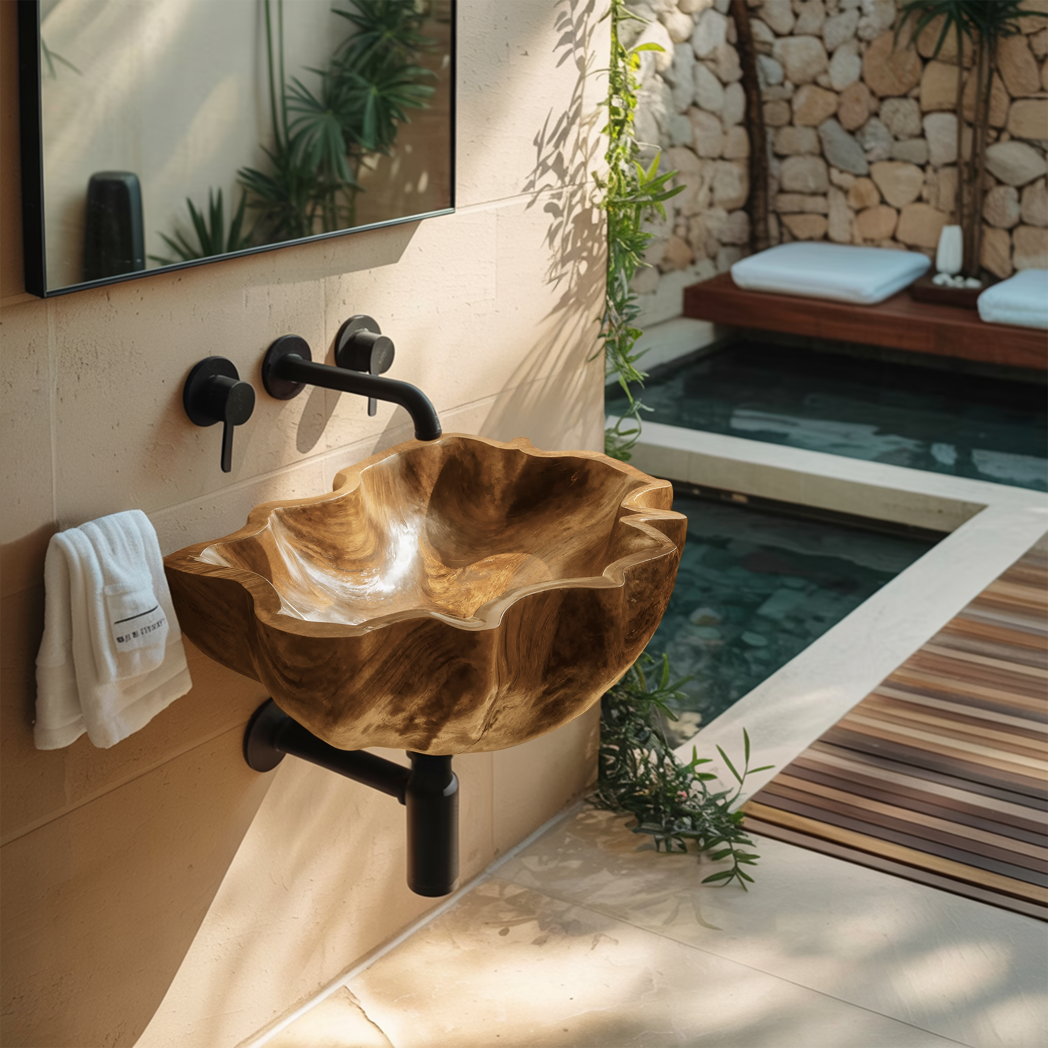 Mid Century Live Edge Wood Basin For Sophisticated Bathroom Furniture SILDTTRVS032