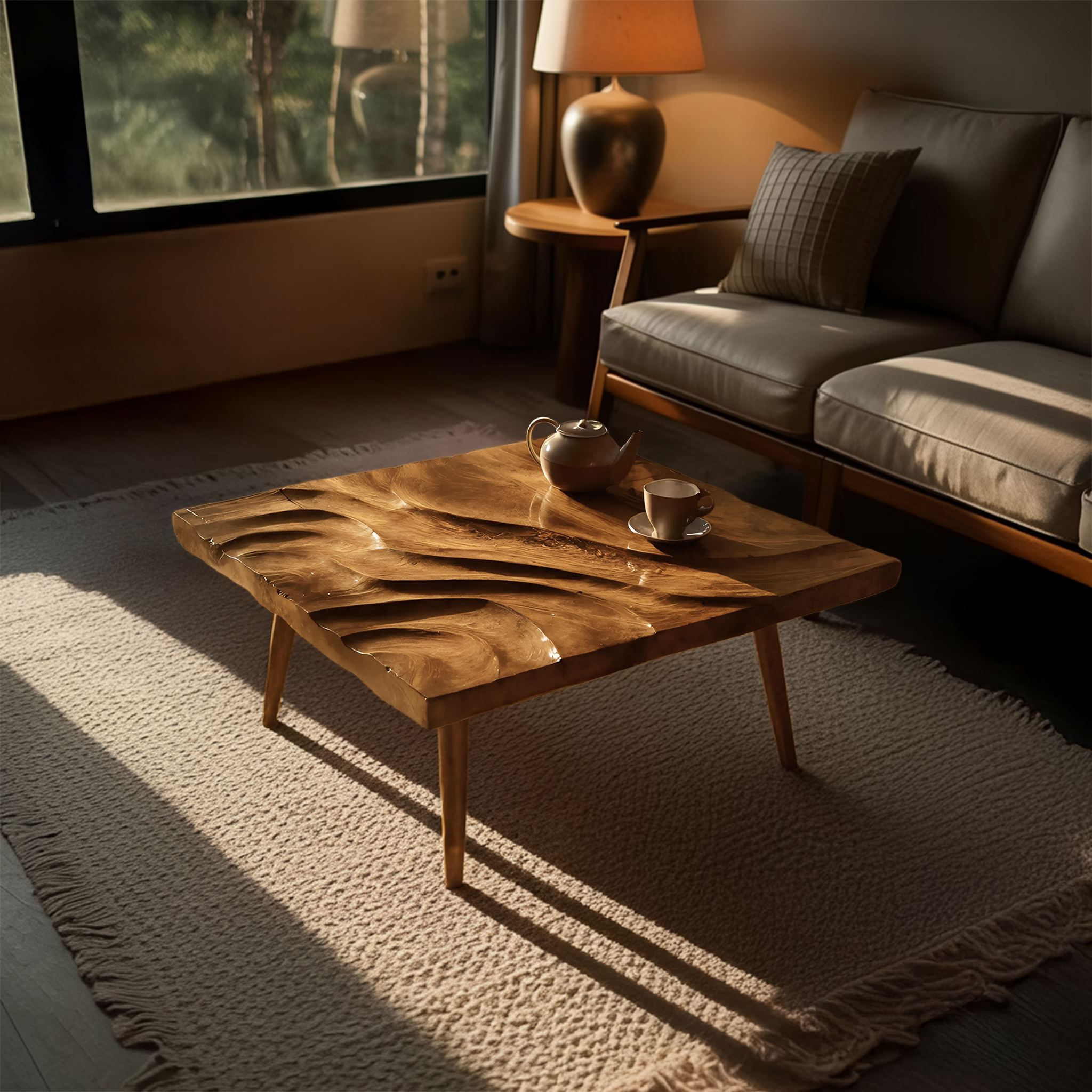 Modern Wooden Abstract Coffee Table For Living Room Decor SILDTTRCF072