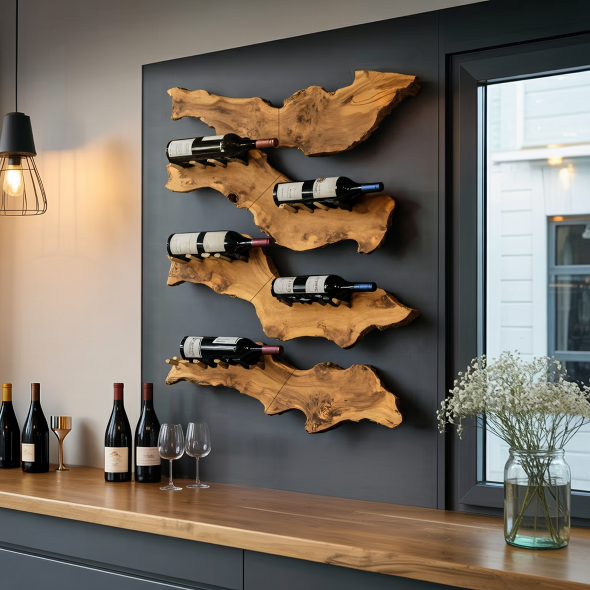Farmhouse Wooden Wine Holder For Entryway Wine Storage Decor SILDTTRWH059