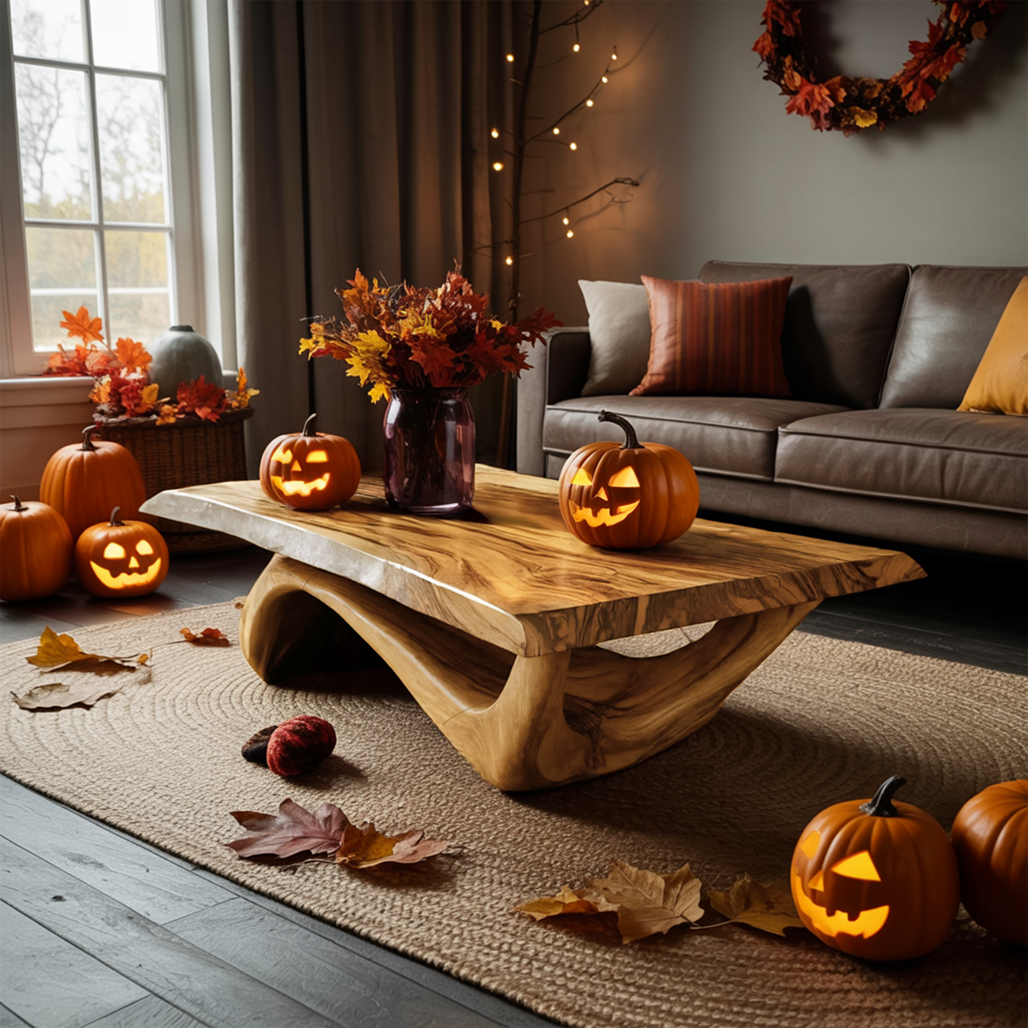 Modern Solid Wood Coffee Table Livingroom Decor Spooky Haunted Style SILDTTNHCF033