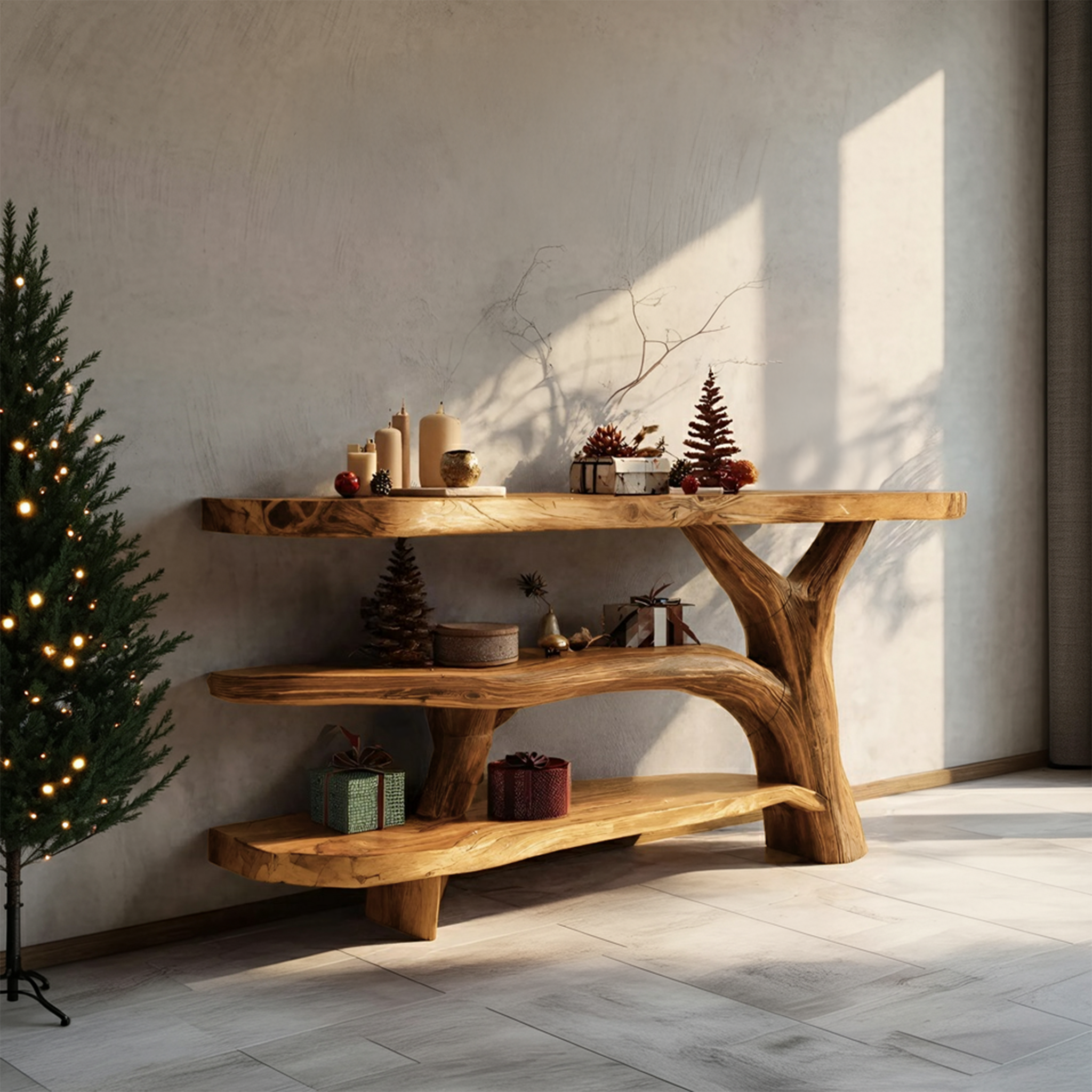 Mid Century Live Edge Console Table Organic Modern For Living Room Decor SILDTTNCS094