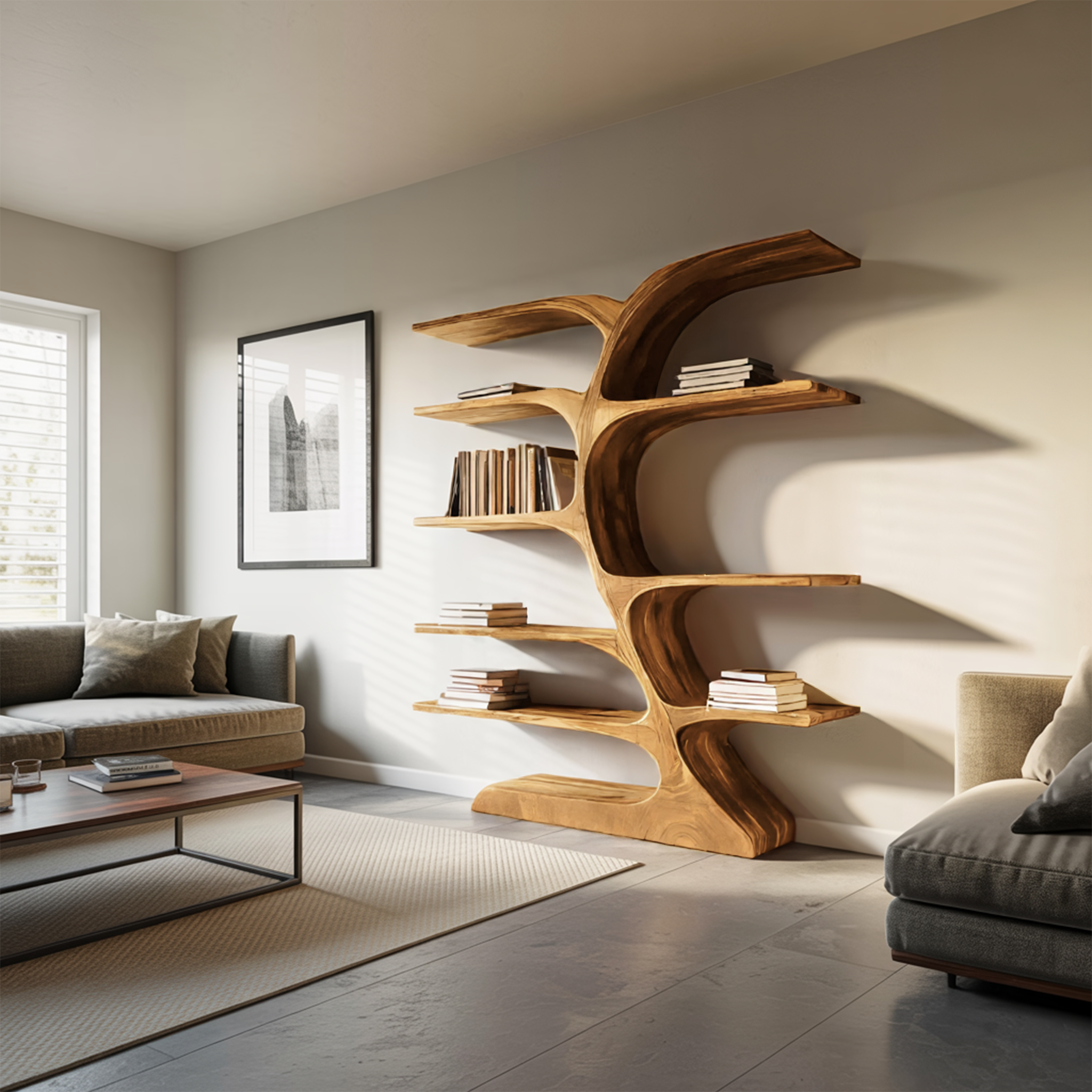 Organic Curved Bookshelf For Open Space RTTHTTBS051