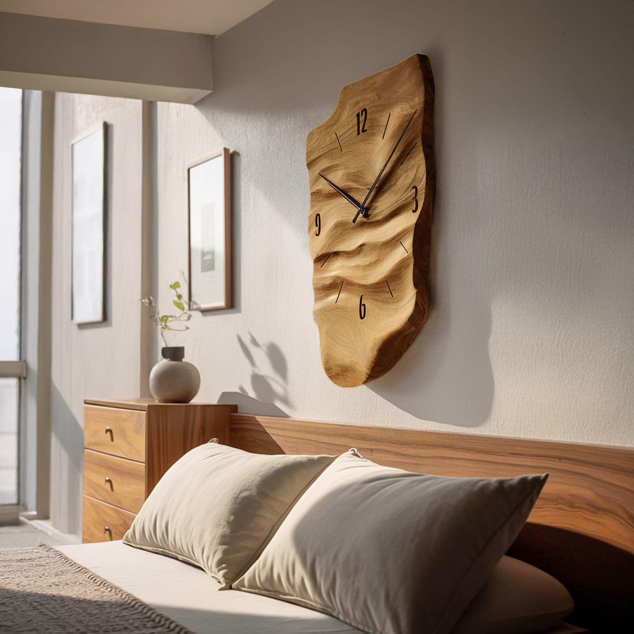 Modern Wall Clock Carved Design For Living Room Space RTTHHNWAC004
