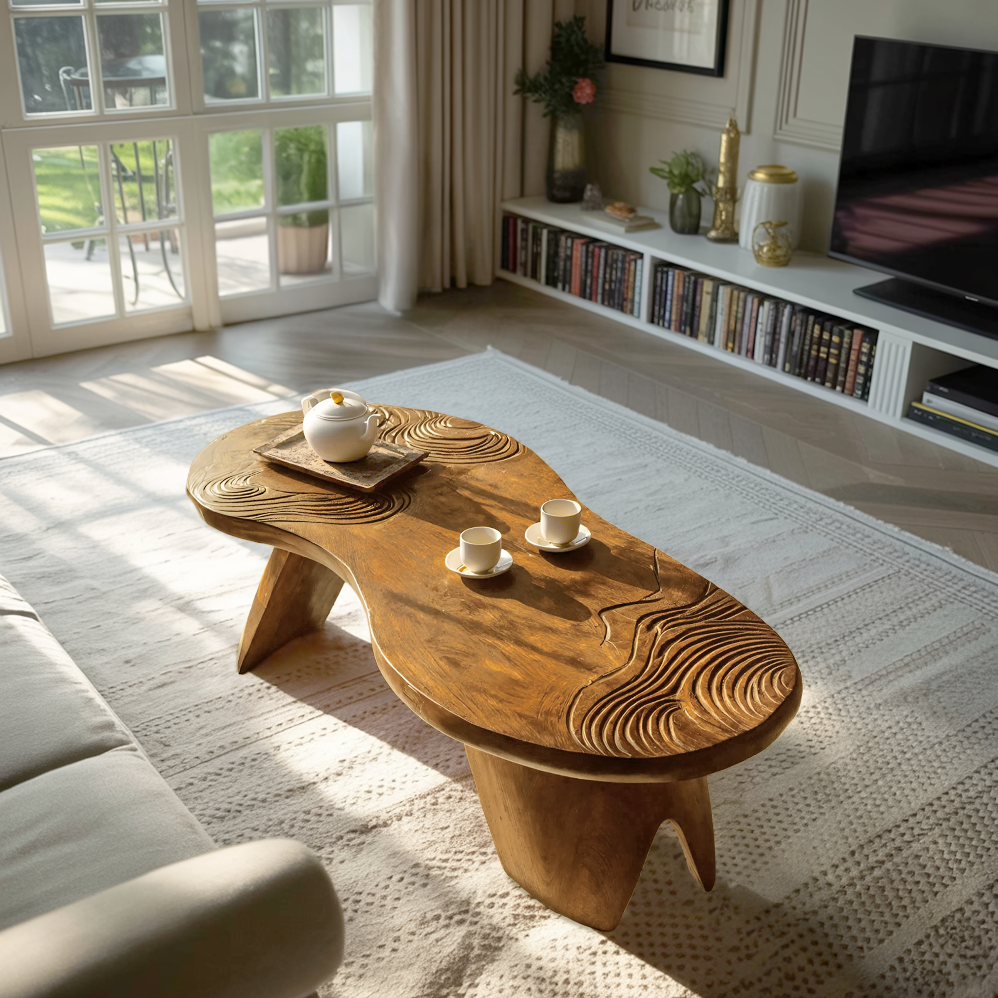 Farmhouse Irregular Abstract Coffee Table For Living Room SILDTTRCF081