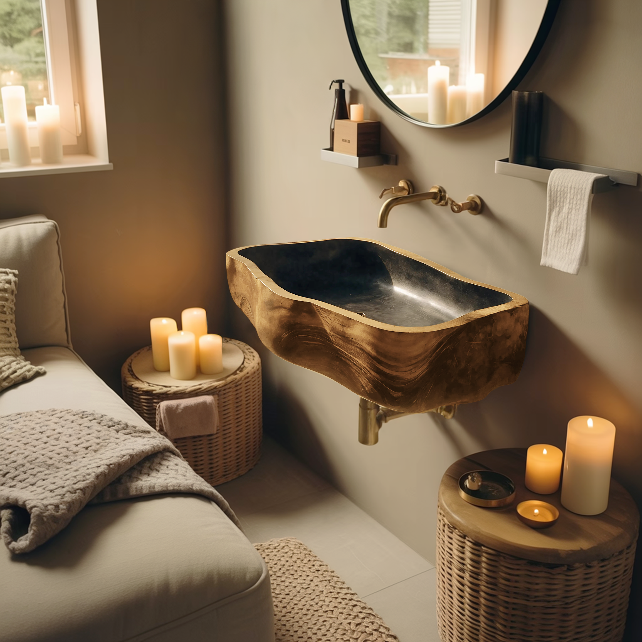 Mid Century Wooden Wall Mounted Bathroom Sink For Elegant Bathroom Design SILDTTNVS037