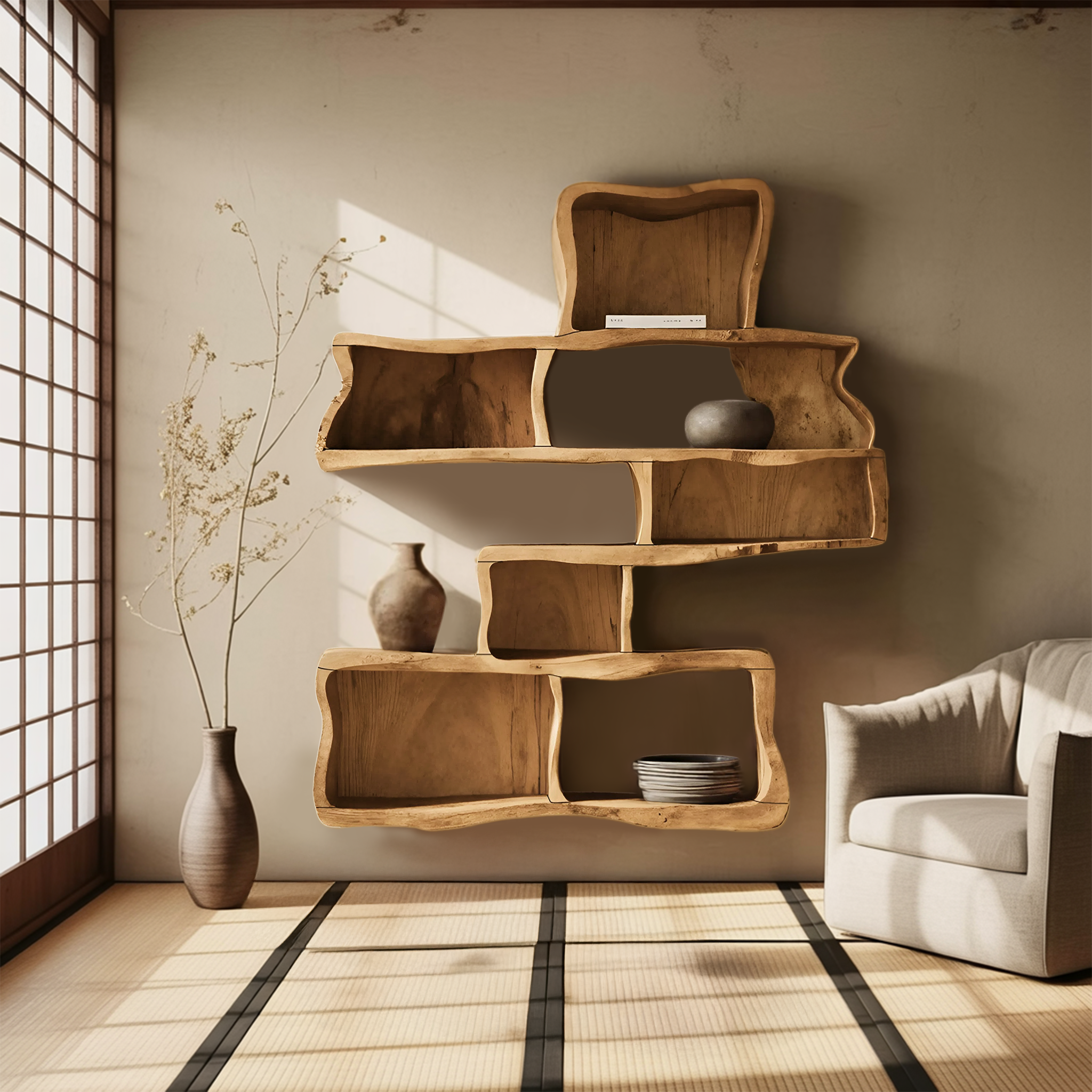 Handcrafted Floating Shelf for Modern Living Room Design SILDTTNWMS010