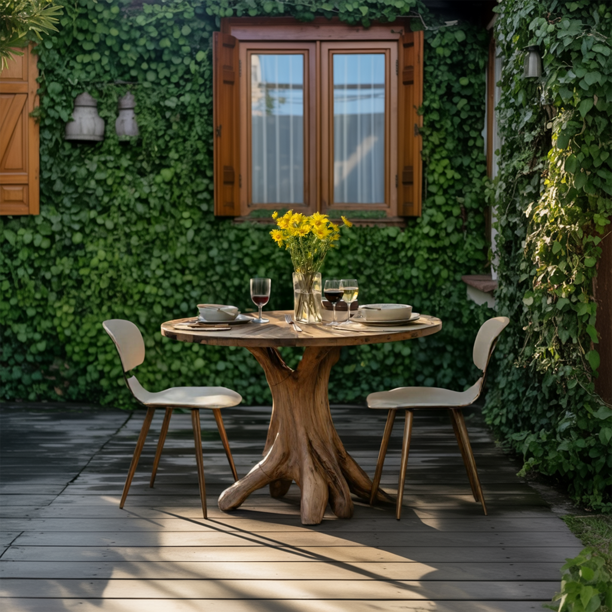 Mid Century Wooden Dining Table For A Warm Outdoor Space SILDTTNDN010
