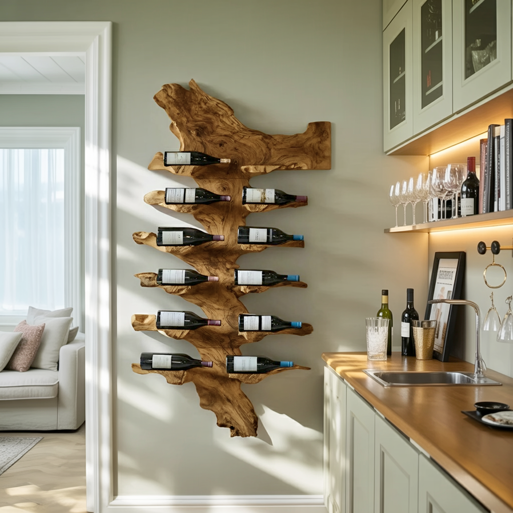 Handcrafted Live Edge Wine Holder For Luxury Furniture Decor SILDTTRWH044