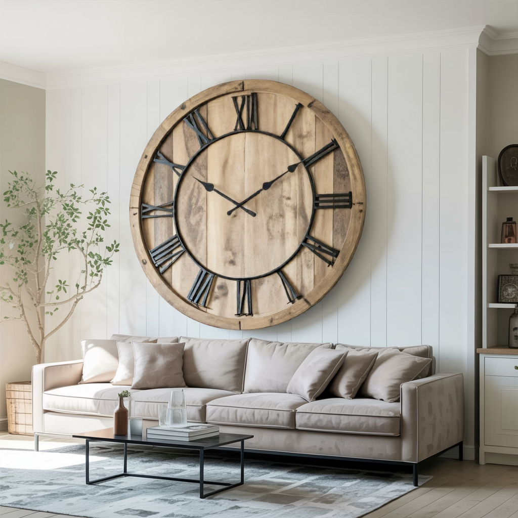 Oversized Rustic Wall Clock With Roman Numerals For Living Room And Entryway SITHTTWAC001