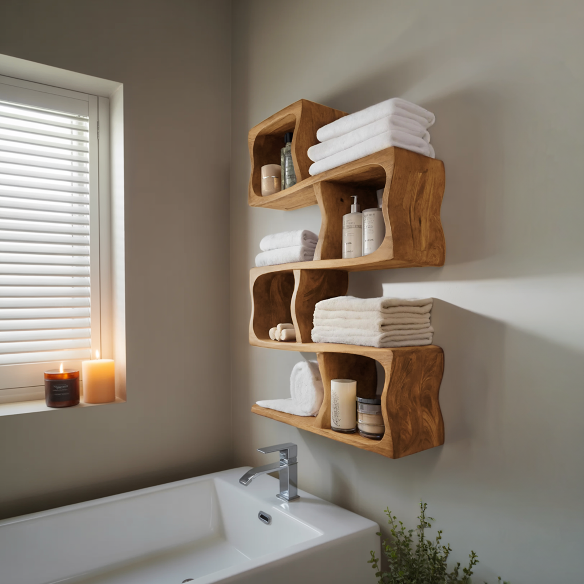 Organic Wall Shelf For Bathroom Wall Use RTTHHNBAS010