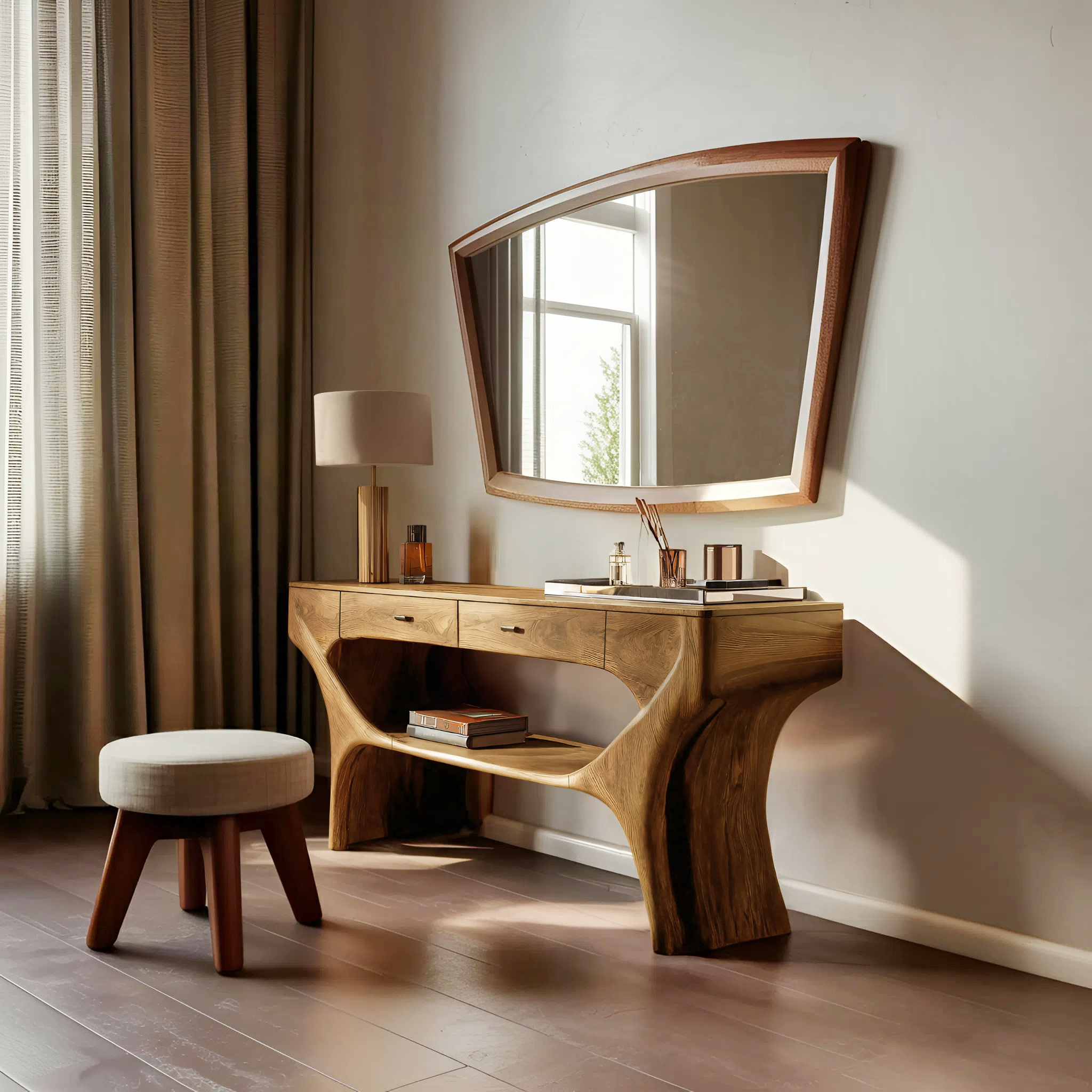Artistic Handmade Vanity Table With Drawers For Bedroom SITHTTMV002