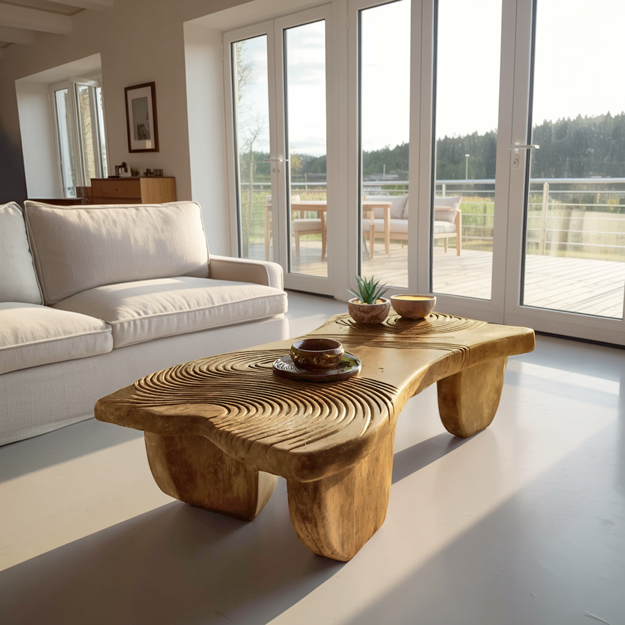 Farmhouse Abstract Solid Wood Coffee Table For Living Room SILDTTRCF053