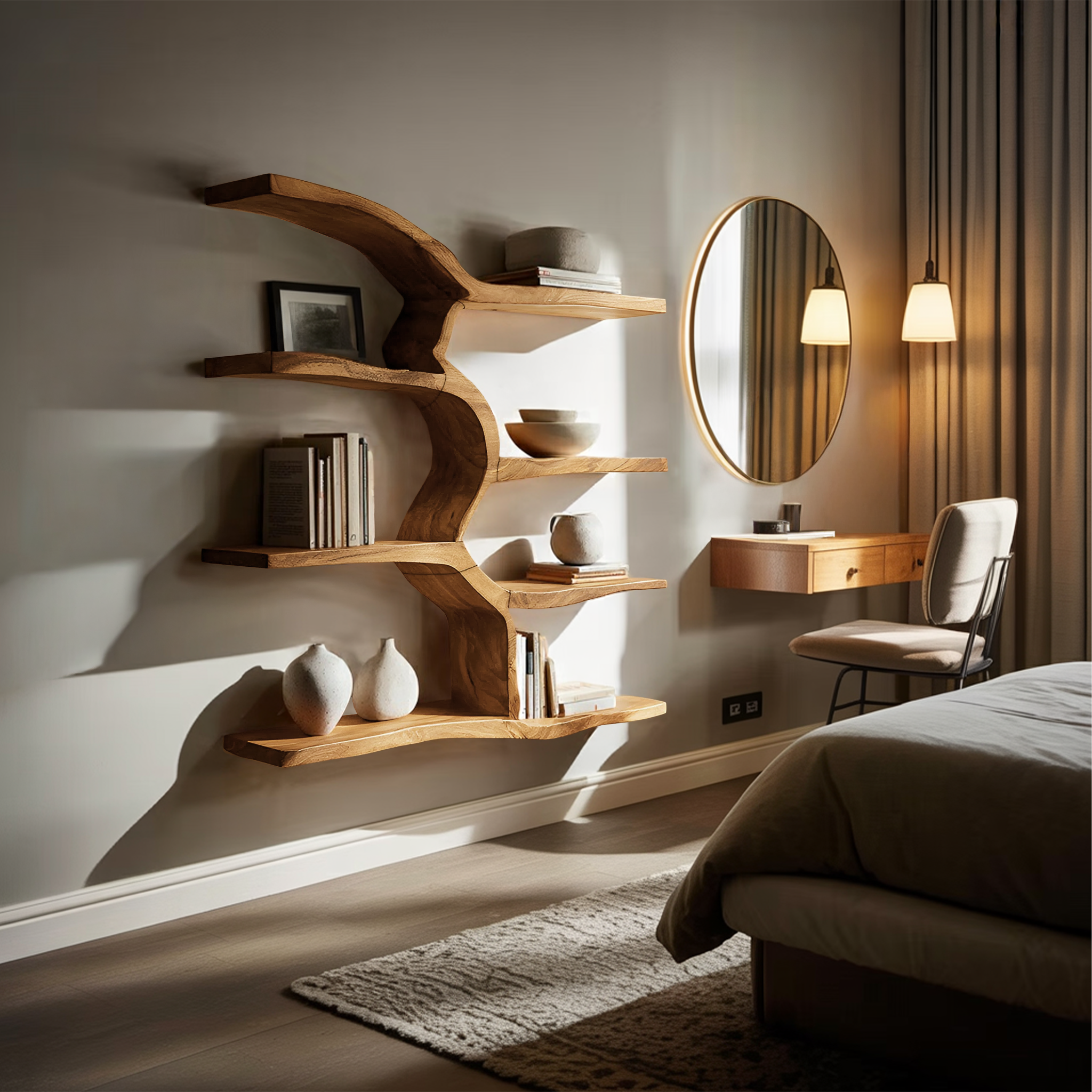 Minimalist Live Edge Floating Shelf For Living Room Display SILDTTRWMS024