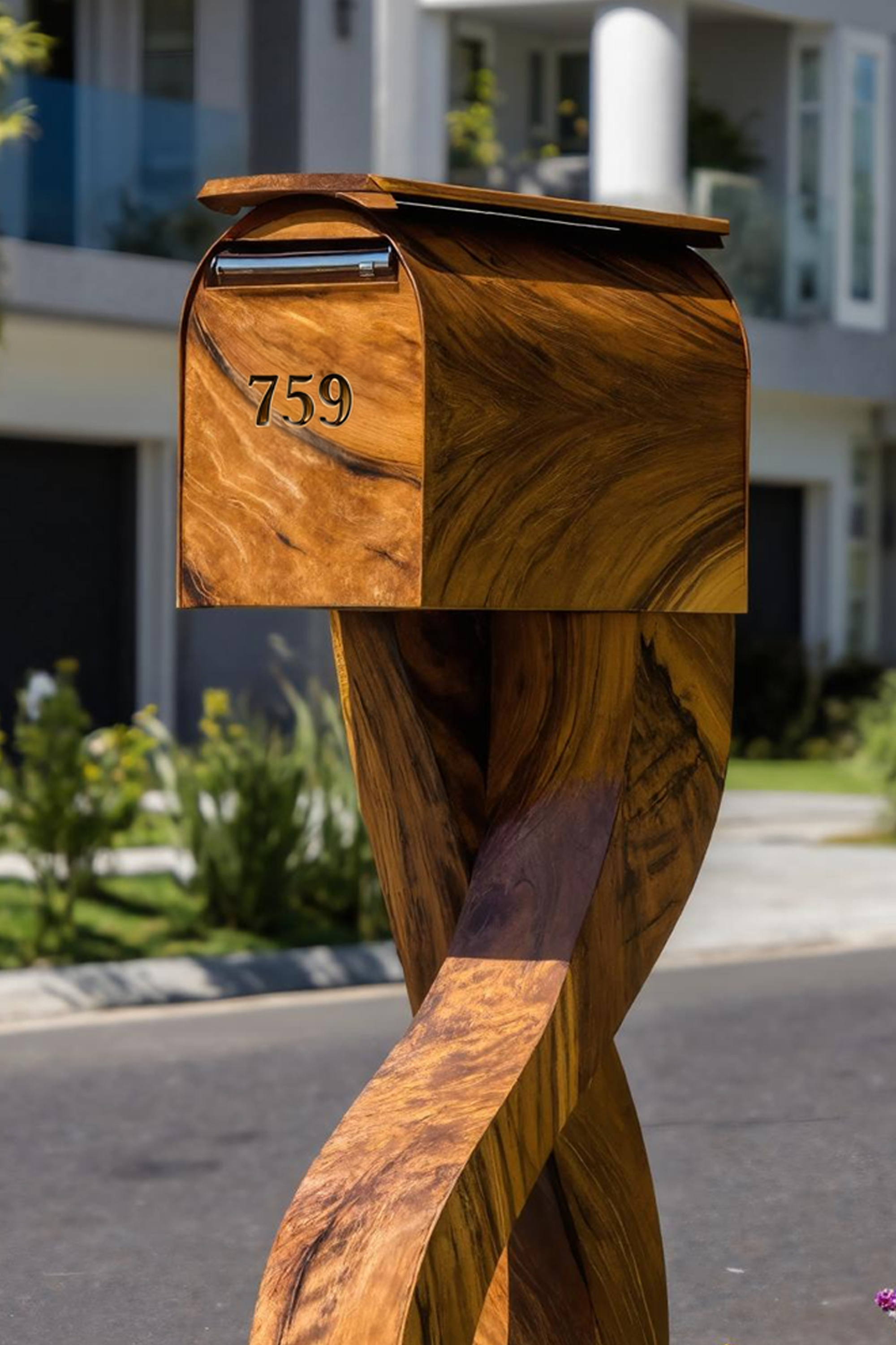 Handcrafted Wooden Sculpture Mailbox For Outdoor Patio Design SILDTTRMB003