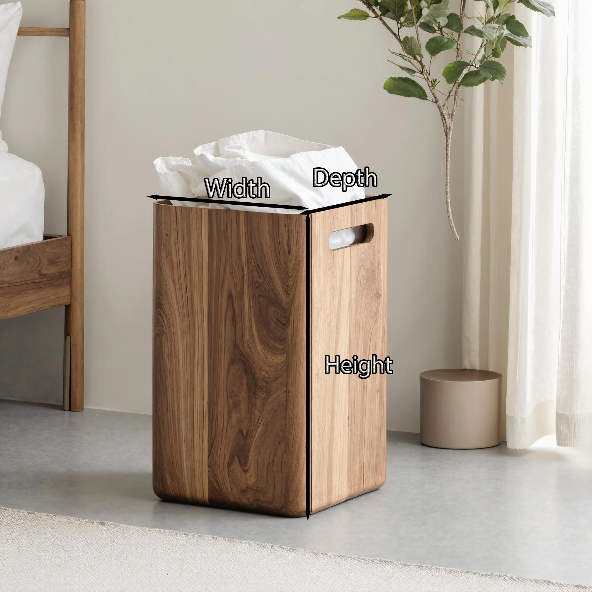 Mid Century Wood Box For Bedroom Storage And Decor Accent SILDTSBN009