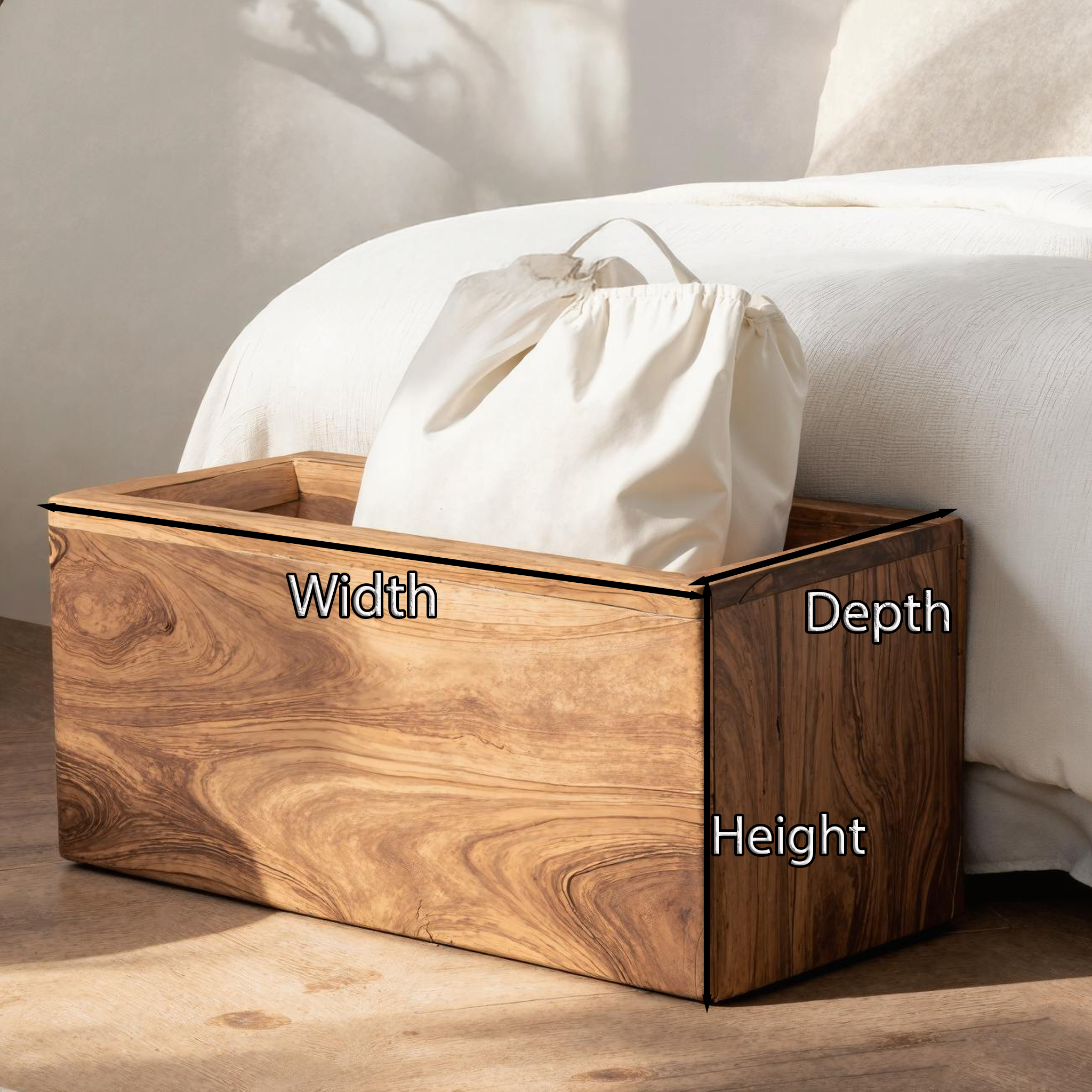 Farmhouse Solid Wood Storage Bin For Bedroom Organization SILDTSBN003
