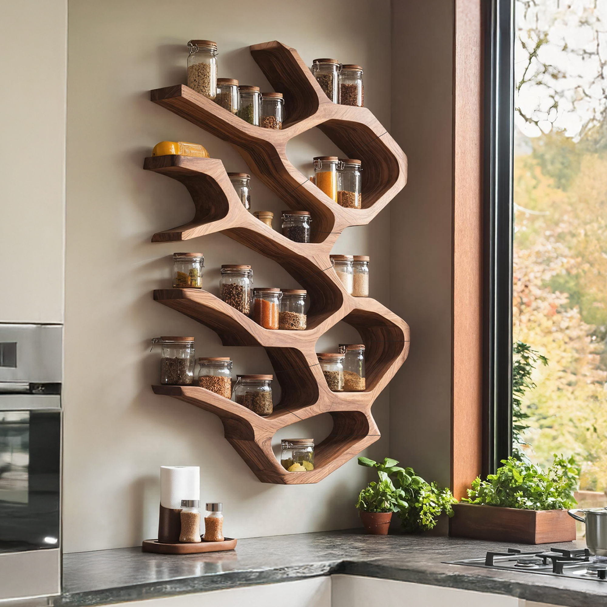 Farmhouse Kitchen Furniture With Wooden Spice Organizer SILDTTRSRS019