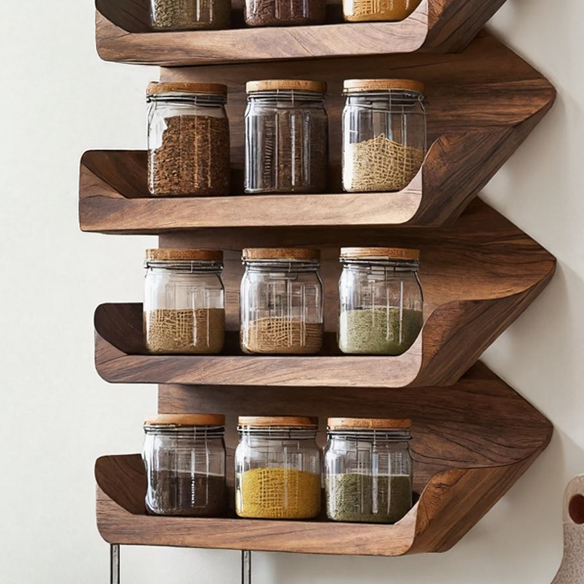 Wooden Spice Rack Mid Century Style For Entryway Design SILDTTRSRS007