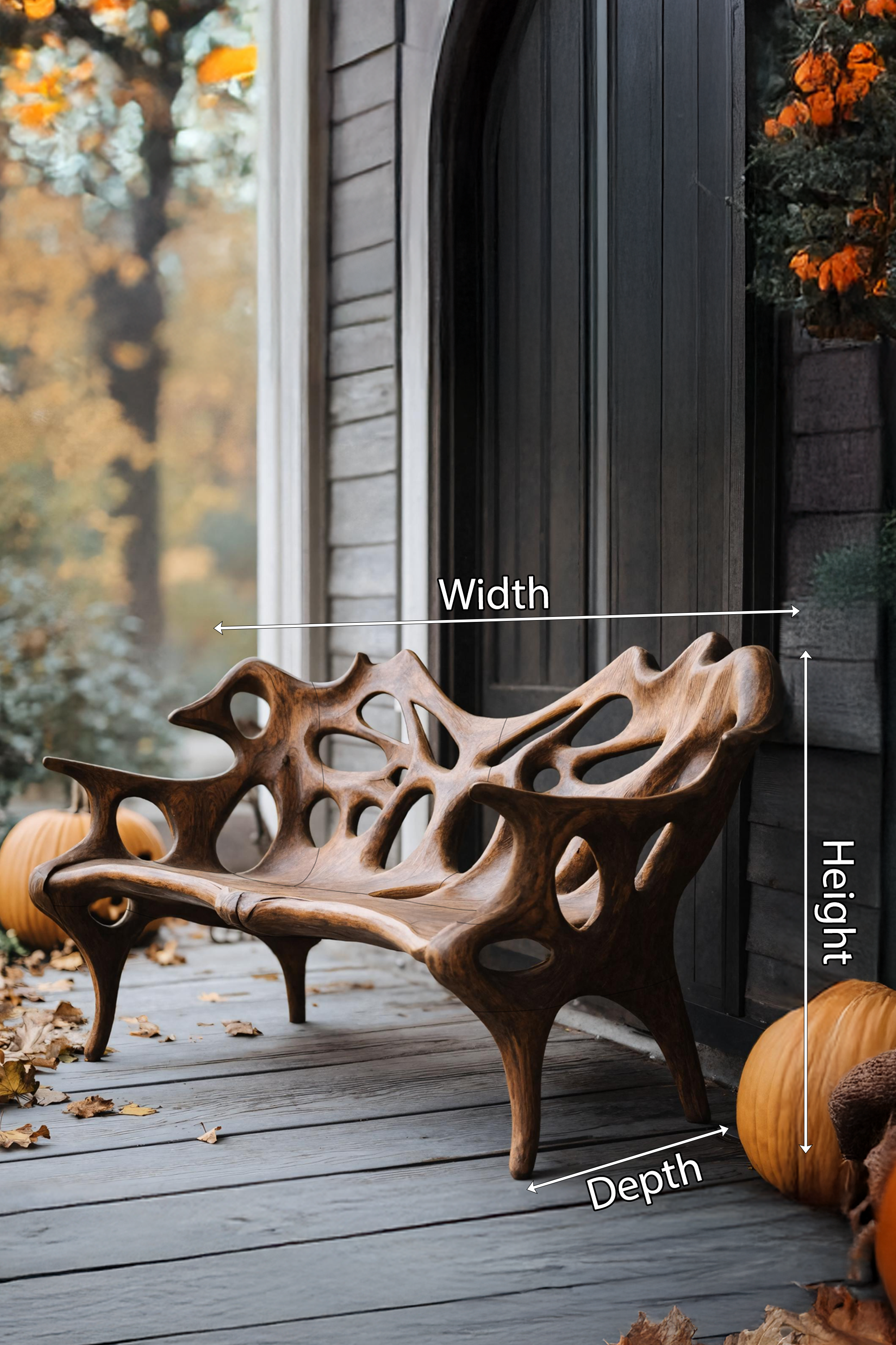 Handcrafted Solid Wood Halloween Bench For Outdoor Party Decor SILDTTNHOB007