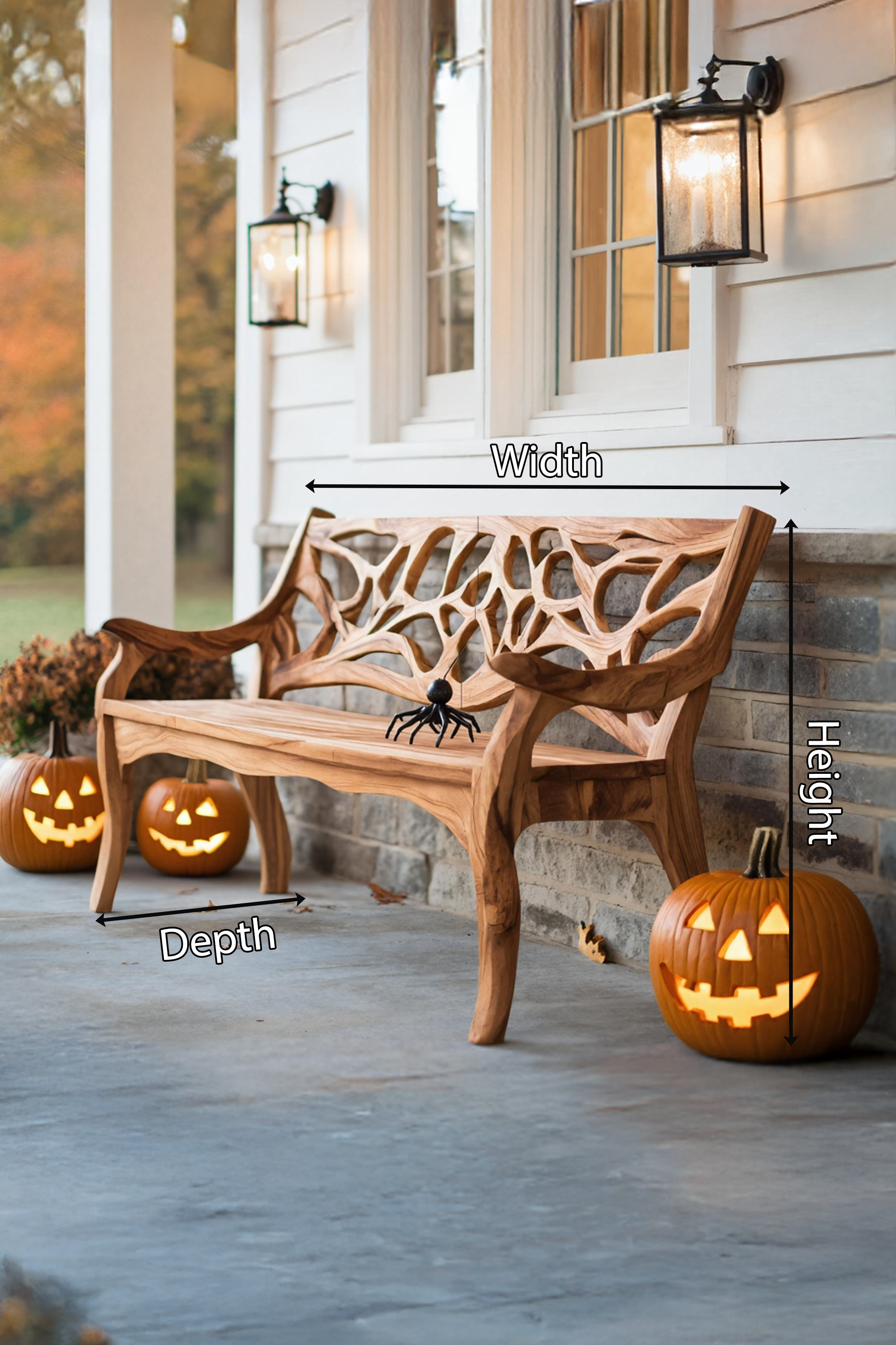 Handcrafted Solid Wood Halloween Bench For Outdoor Garden Design SILDTTNHOB035