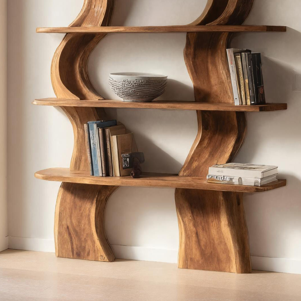 Organic Carved Shelf Storage Display For Home Office RTTHHNFL032