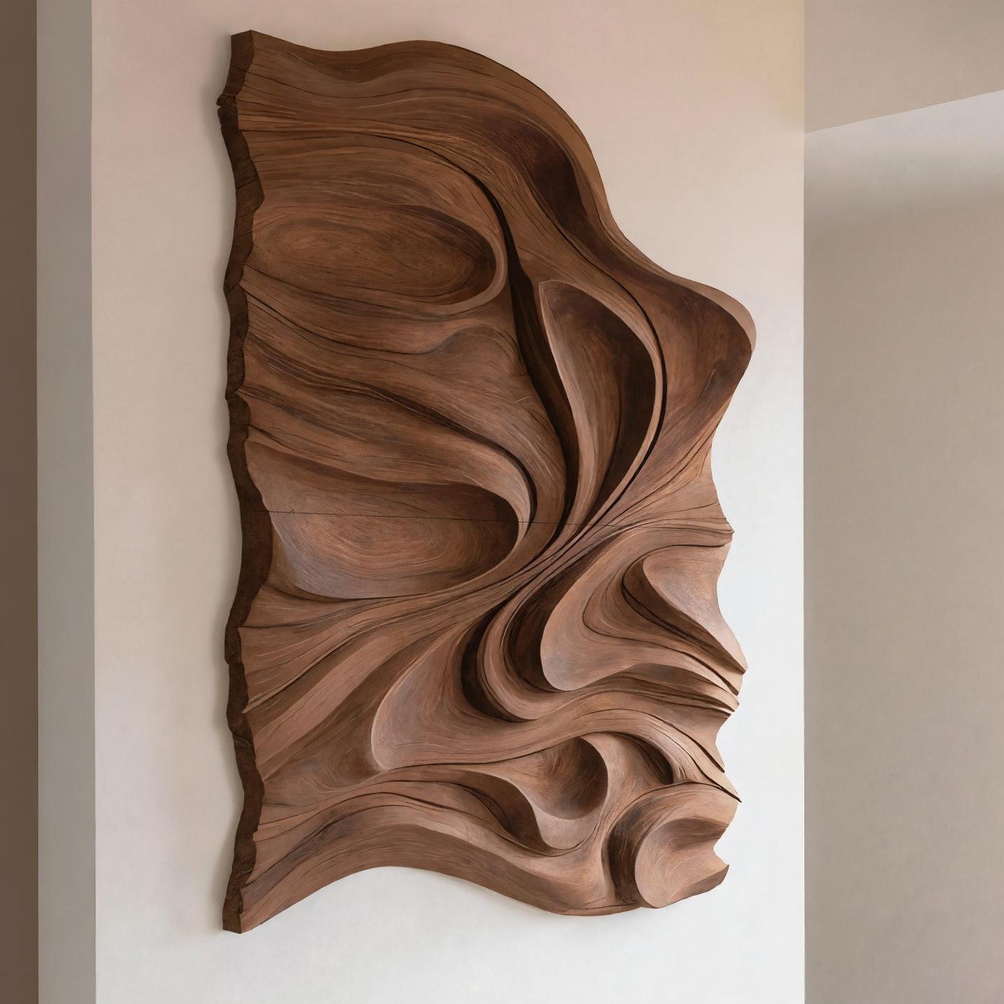 Organic Flowing Carved Wood Art Panel For Living Room RTTHHNWA074
