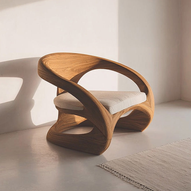 Artistic Curved Armchair Without Upholstered Seat For Living Room RTTHHNCHR069