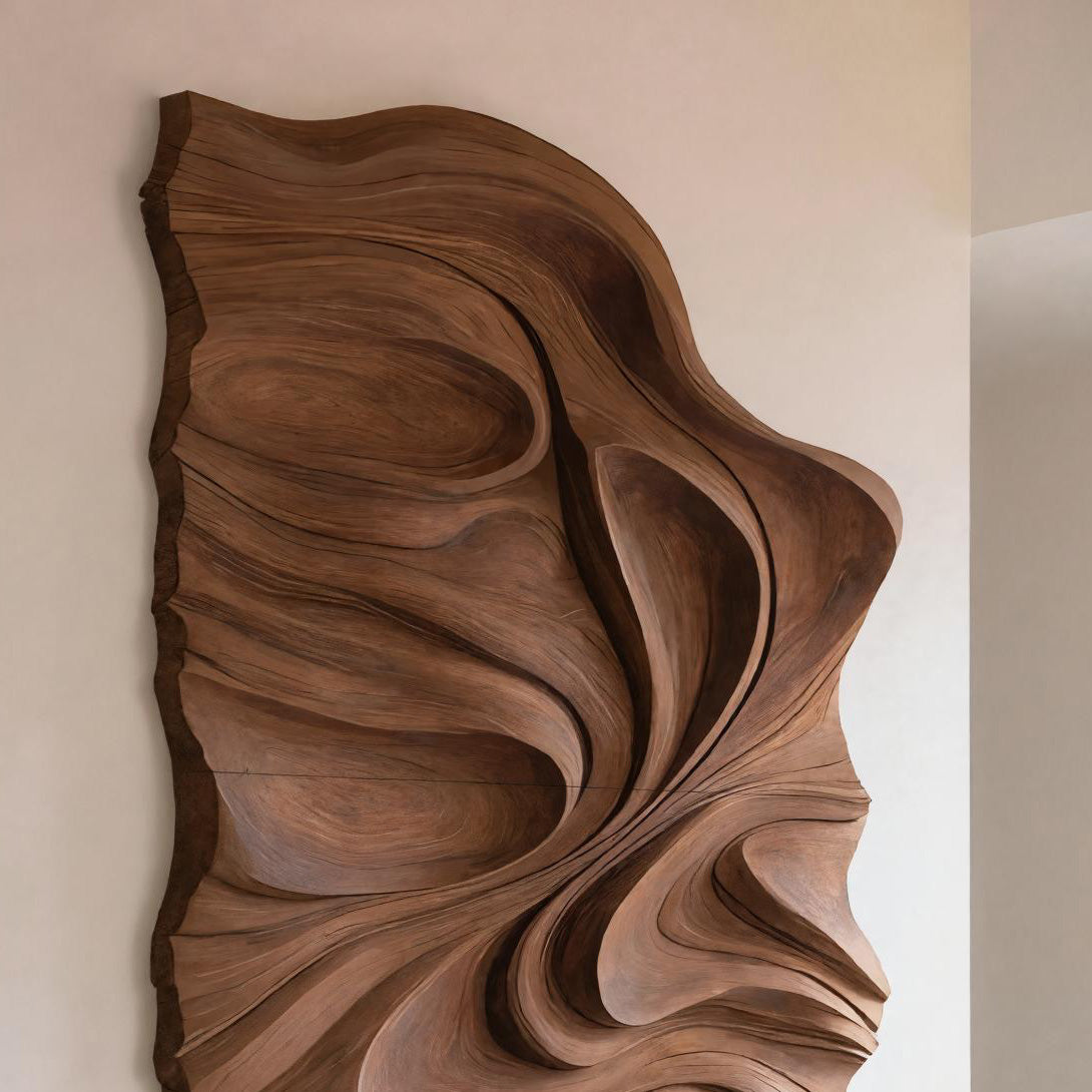 Organic Flowing Carved Wood Art Panel For Living Room RTTHHNWA074