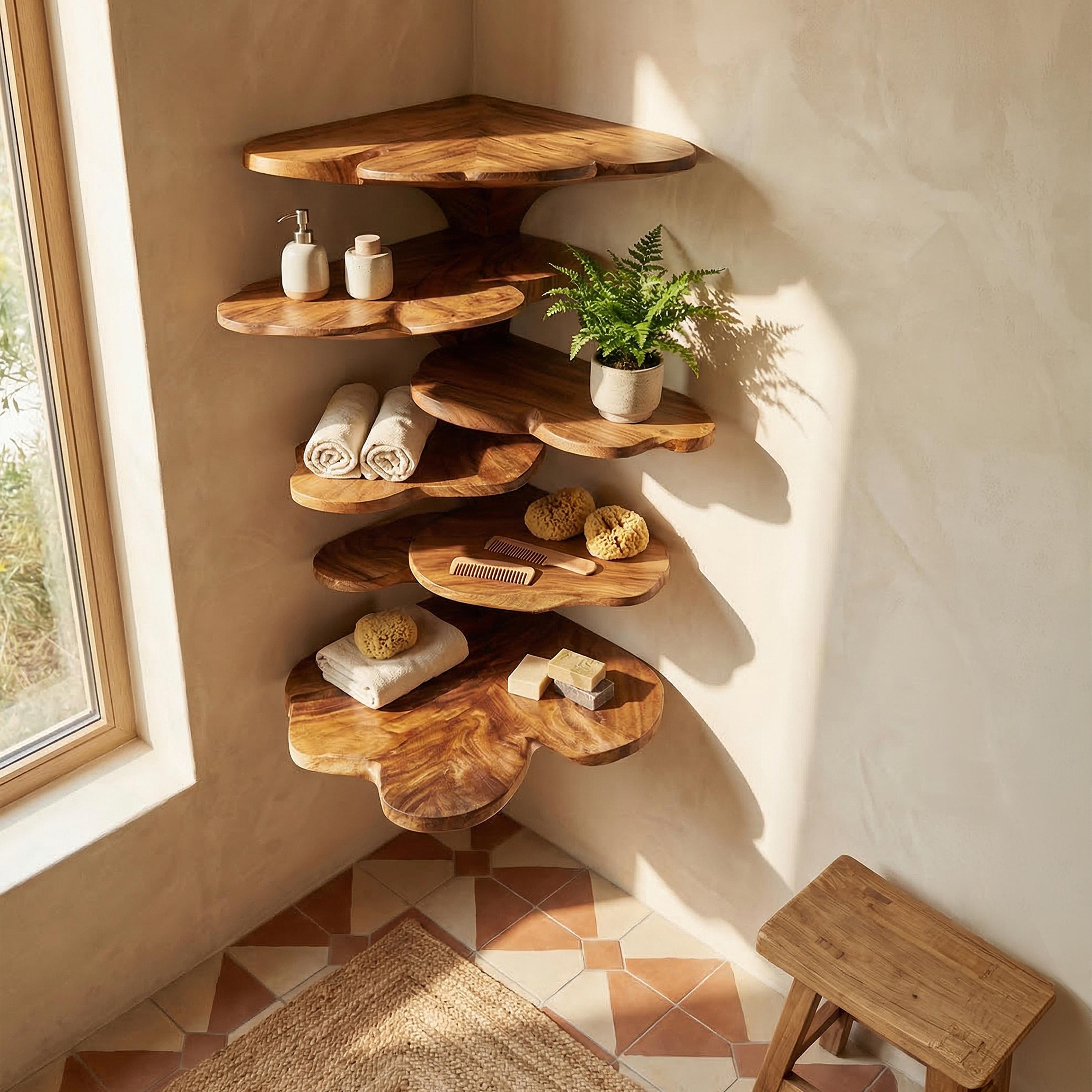 Boho Leaf Shape Corner Shelf Nursery Wall Decor Display SILDTTRCLS006