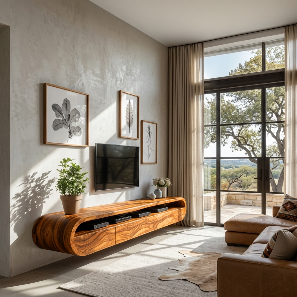 Modern Floating TV Console With Rounded Edge For Living Room SITHTTTVC022
