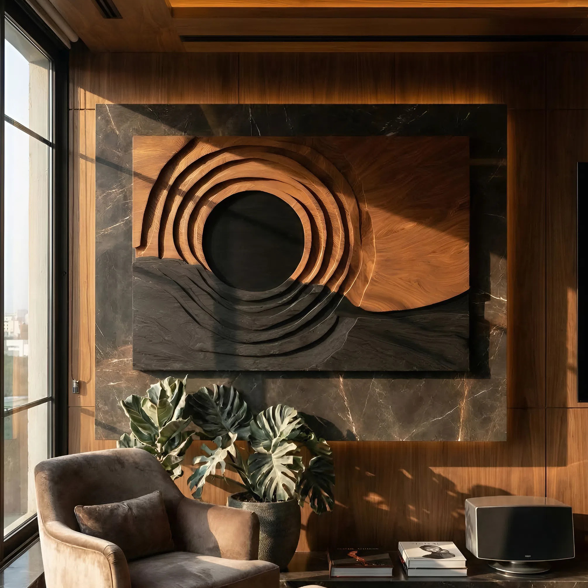 Contemporary Organic Wall Sculpture For Dining Area Accent SILDTTNWA058