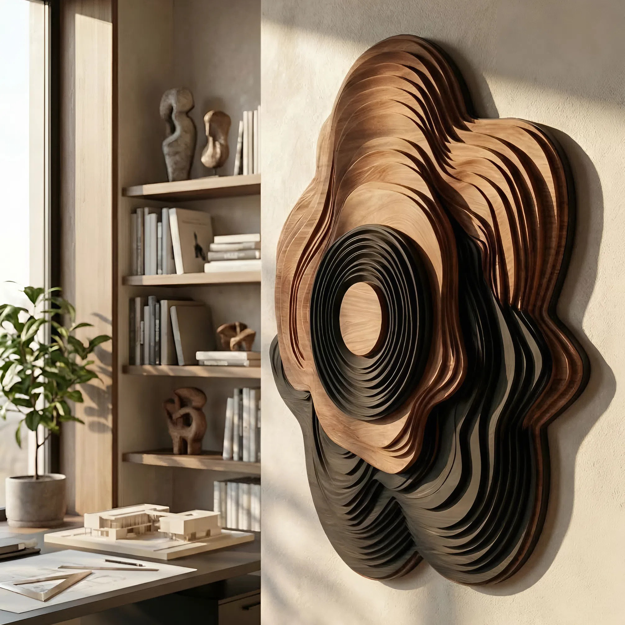 Mid Century Sculptural Wall Art Panel For Living Room Display SILDTTNWA057