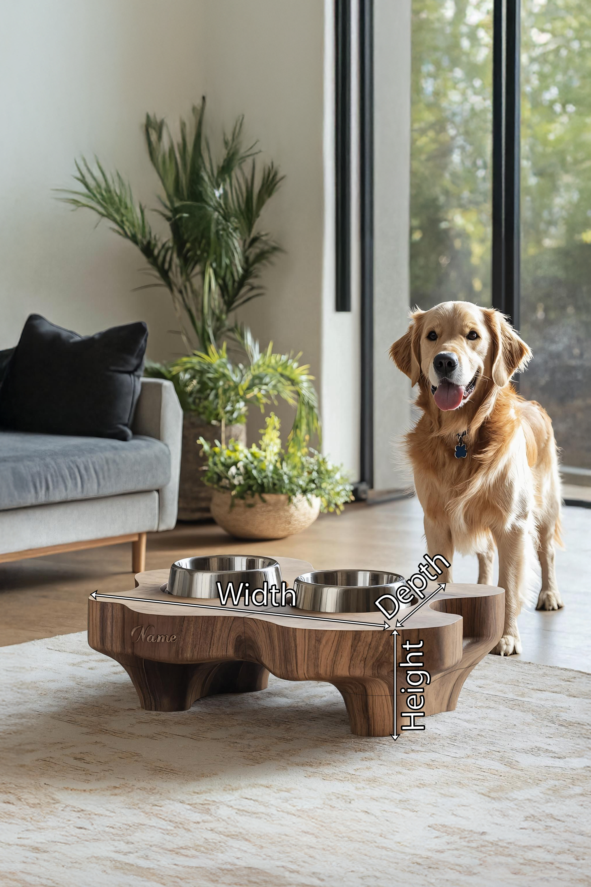 Rustic Elevated Dog Bowl Holder For Kitchen Decor SILDTTRDBS021
