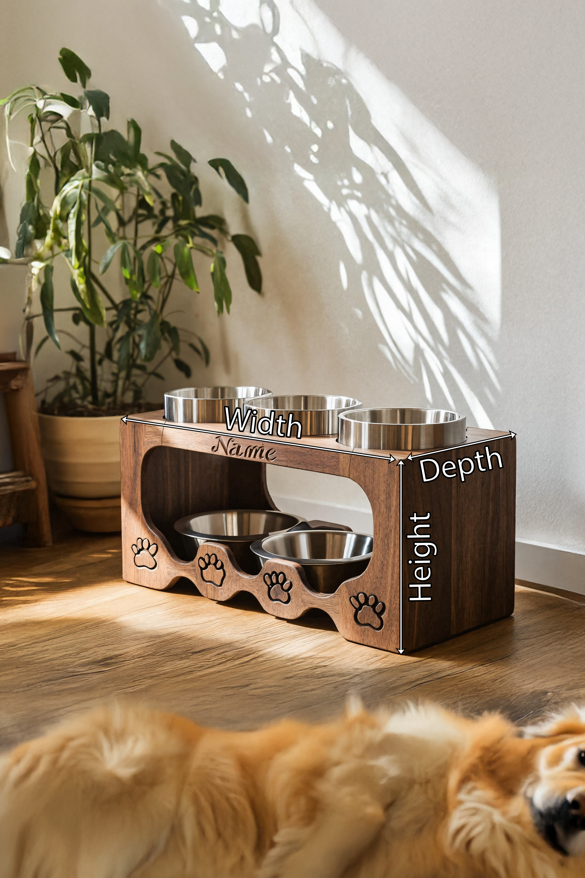 Handcrafted Elevated Pet Food Stand For Dogs SILDTTRDBS012