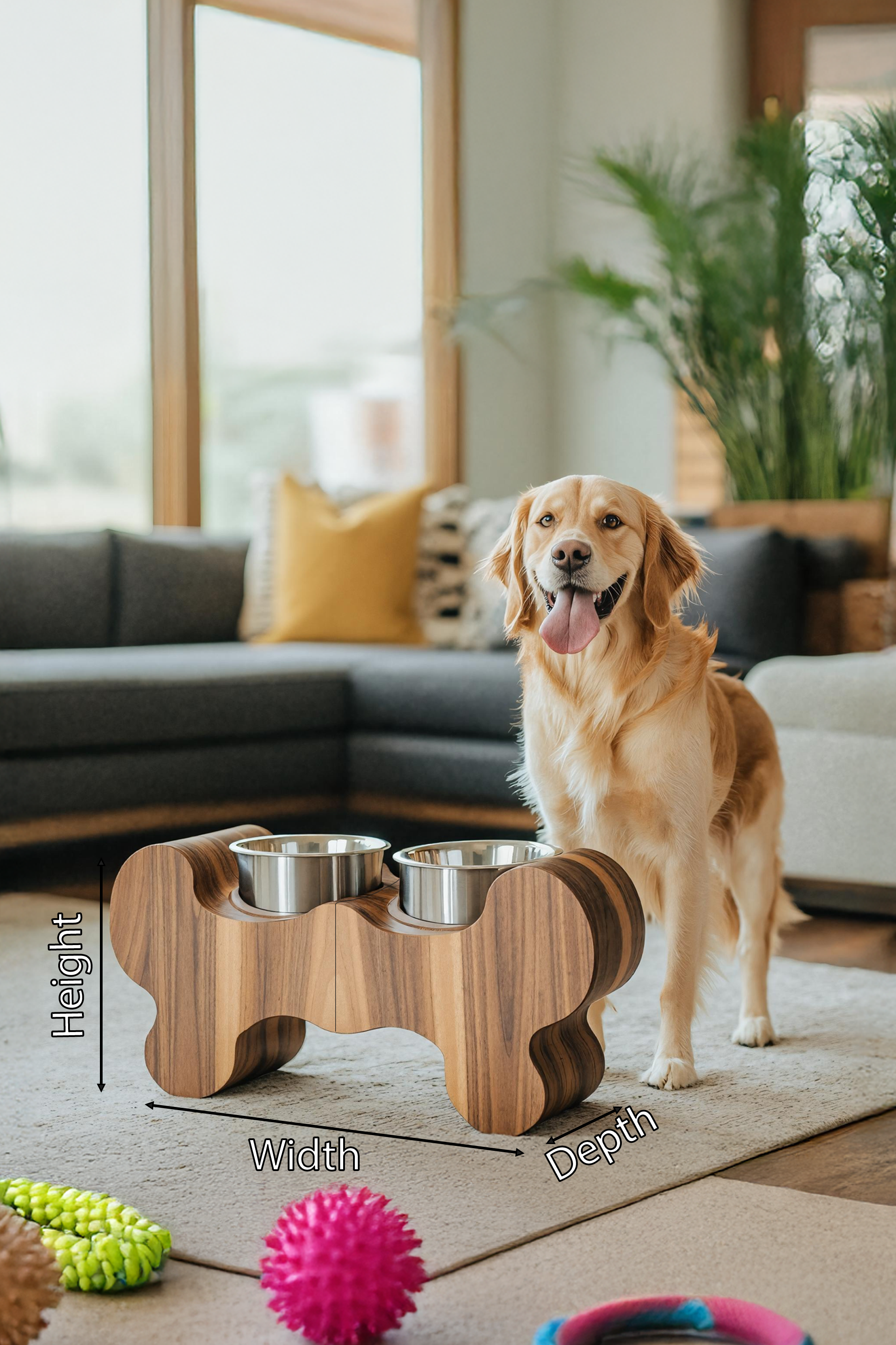 Handcrafted Dog Bowl Stand For Modern Kitchen Decor SILDTTRDBS002