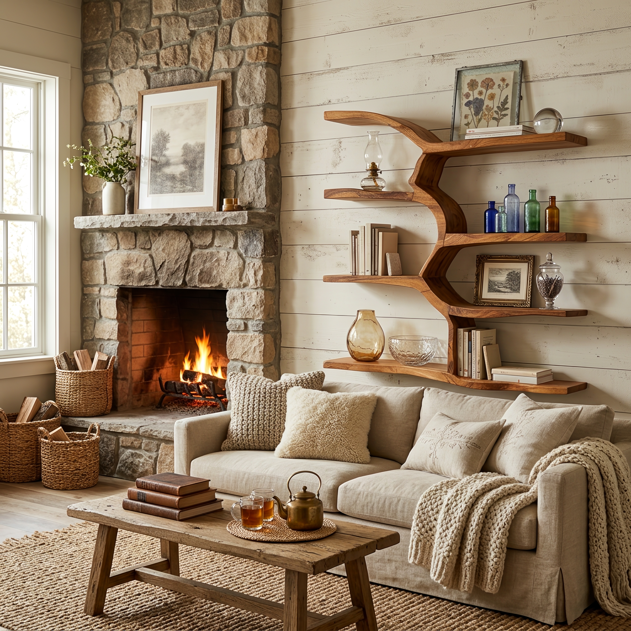 Minimalist Live Edge Floating Shelf For Living Room Display SILDTTRWMS024