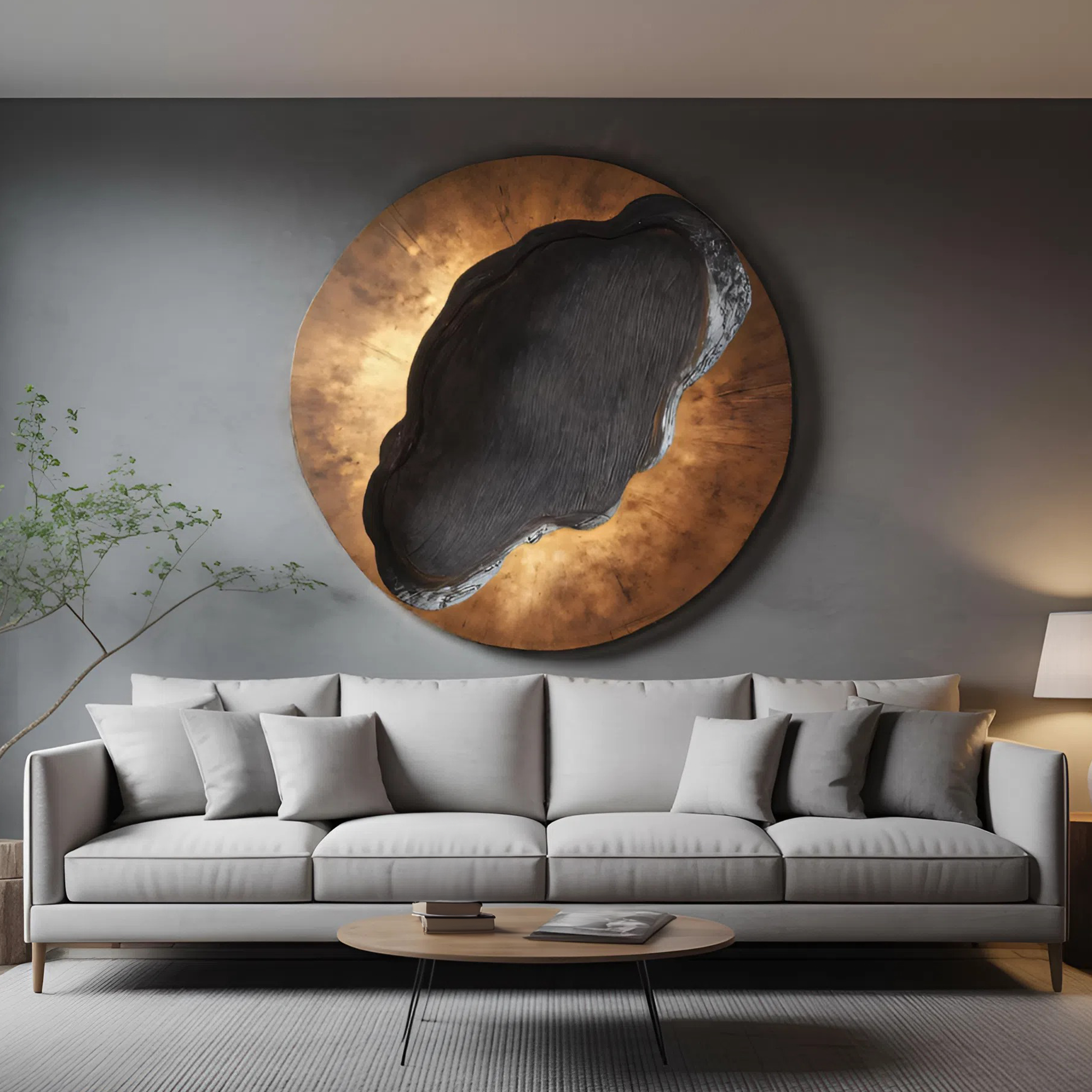 Mid Century Wooden Round Sculpture For Living Room Decor SILDTTNWA028