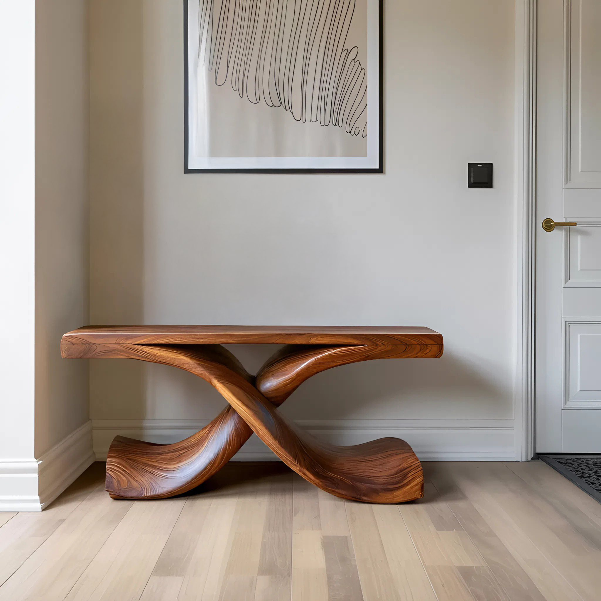 Modern Sculptural Console Table With Twisted Base For Living Room SITHTTCS003