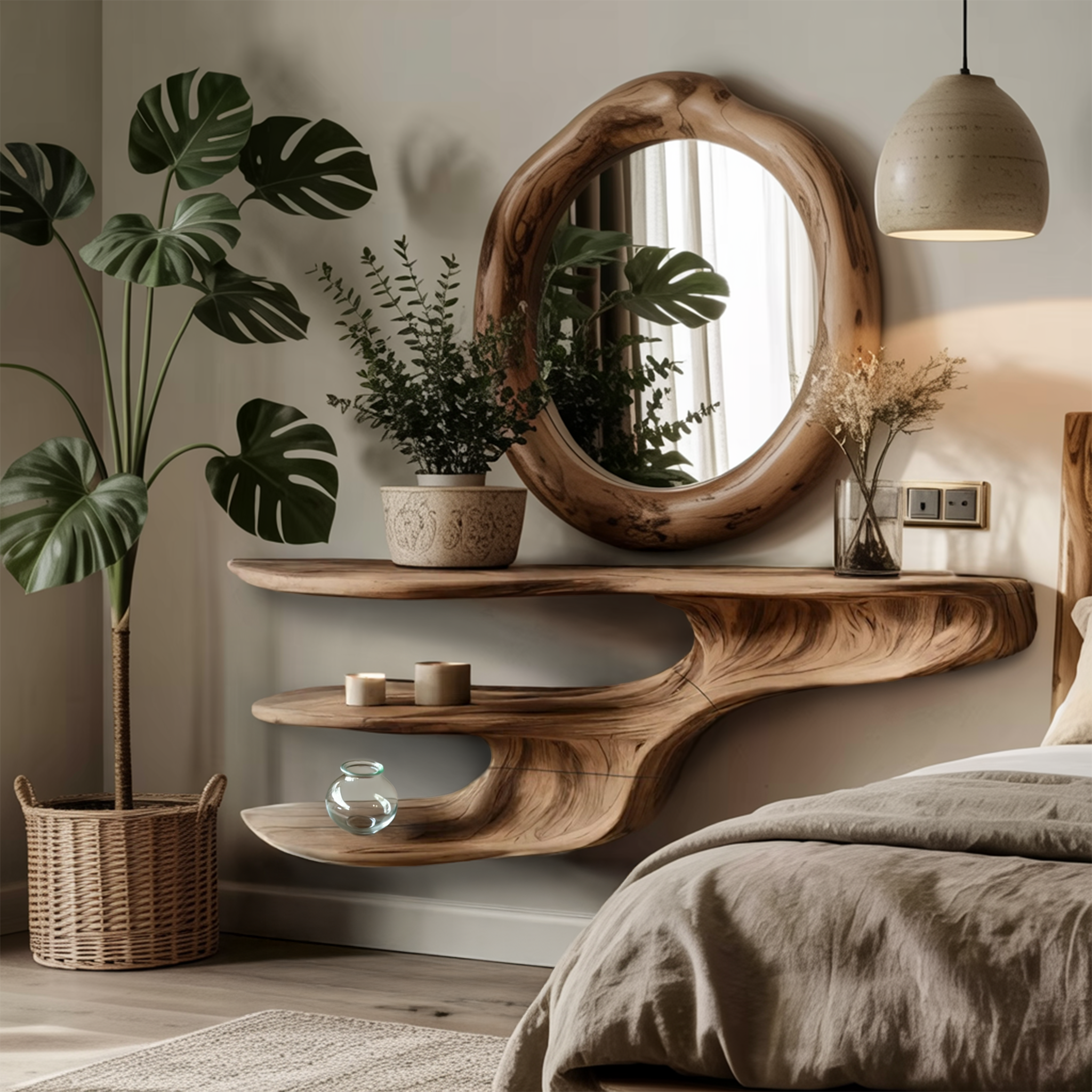 Rustic Solid Wood Vanity For Bedroom Makeup Organization SILDTTNMV009