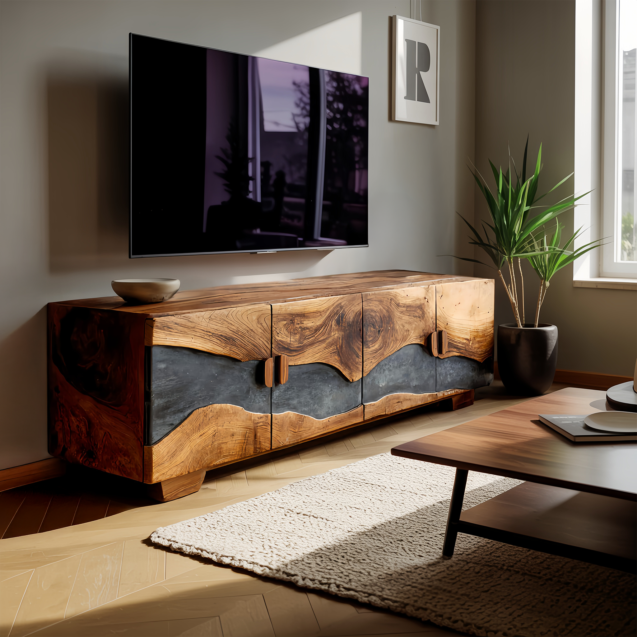 Mid Century Solid Wood TV Console For Living Room Decor SILDTTNTVC086