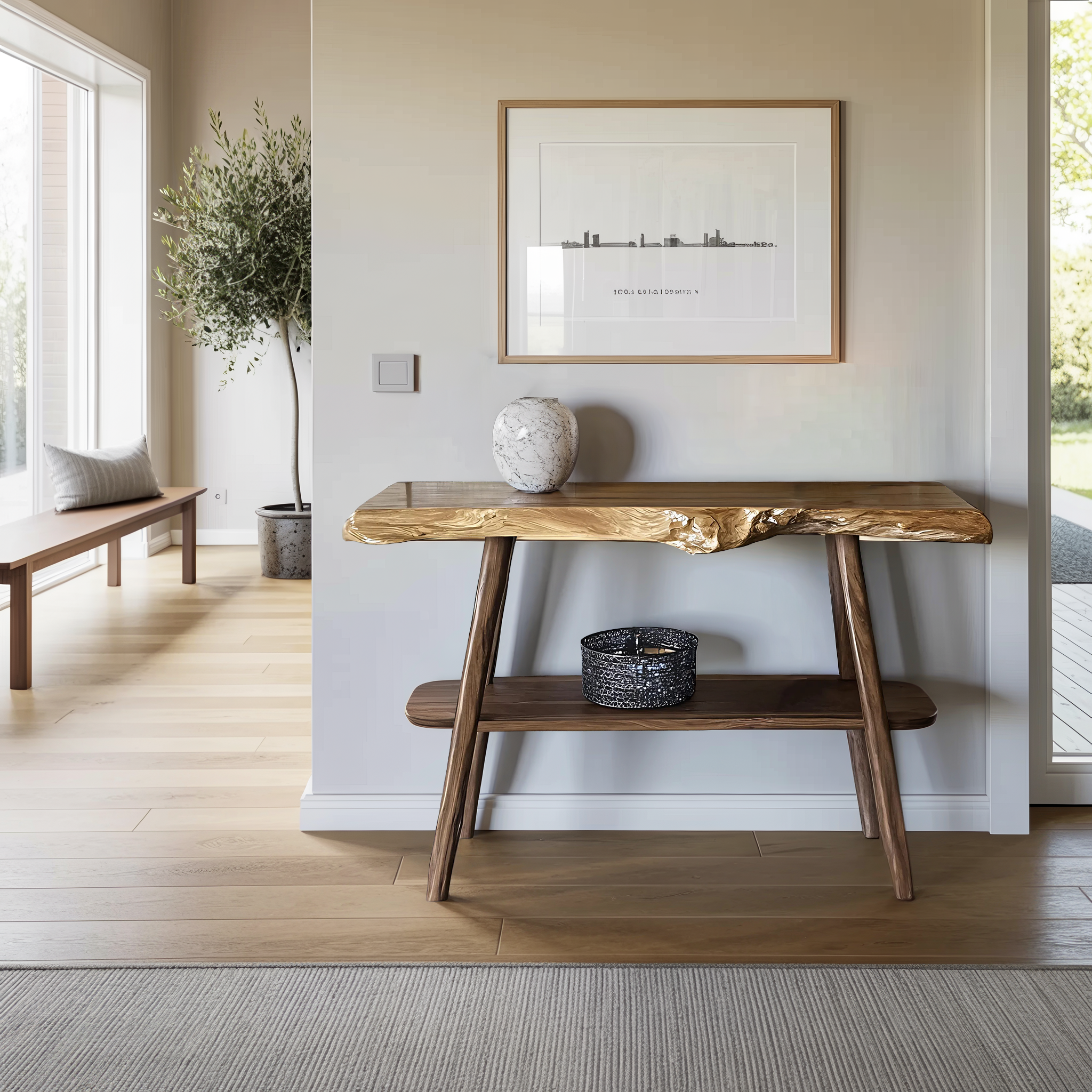 Farmhouse Live Edge Entryway Table For Living Room Design SILDTTRCS045