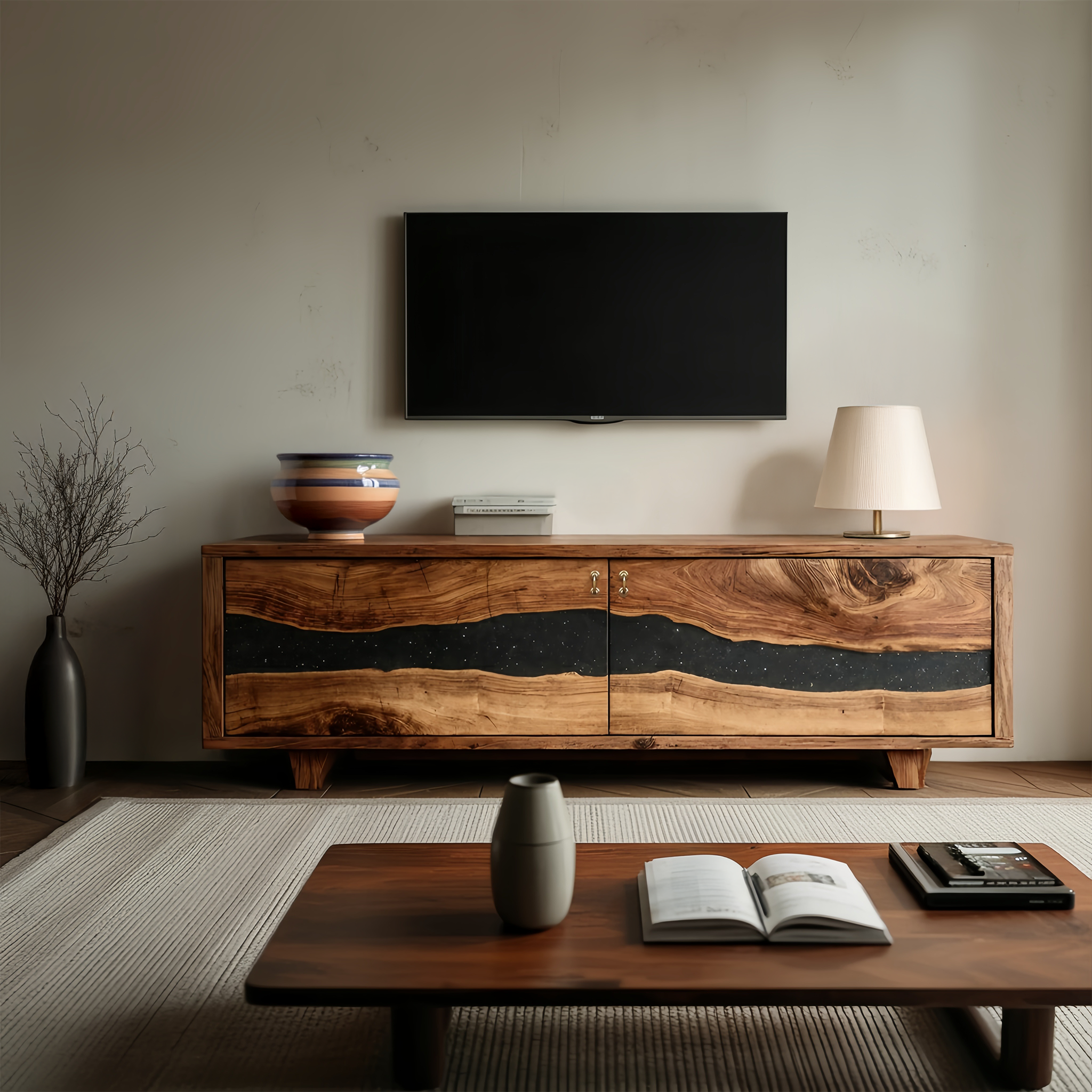 Handcrafted Live Edge TV Cabinet For Furniture Decor SILDTTNTVC092