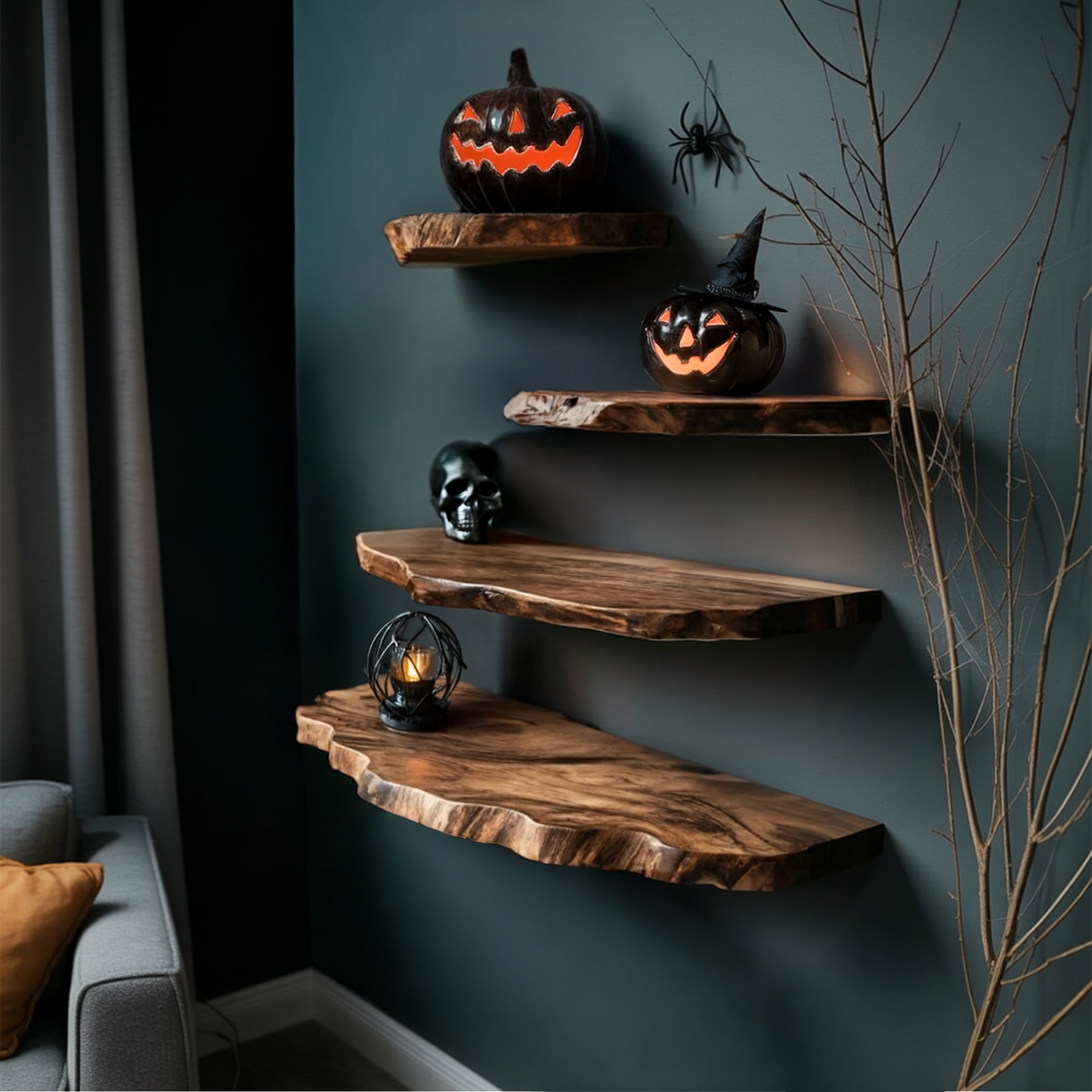 Mid Century Solid Wood Shelf For Bedroom Halloween Decor And Storage Space SILDTTRHFL004