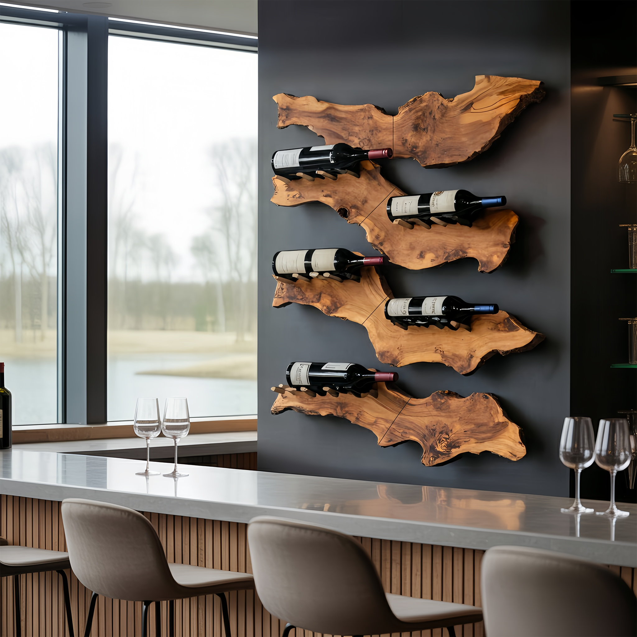 Farmhouse Wooden Wine Holder For Entryway Wine Storage Decor SILDTTRWH059