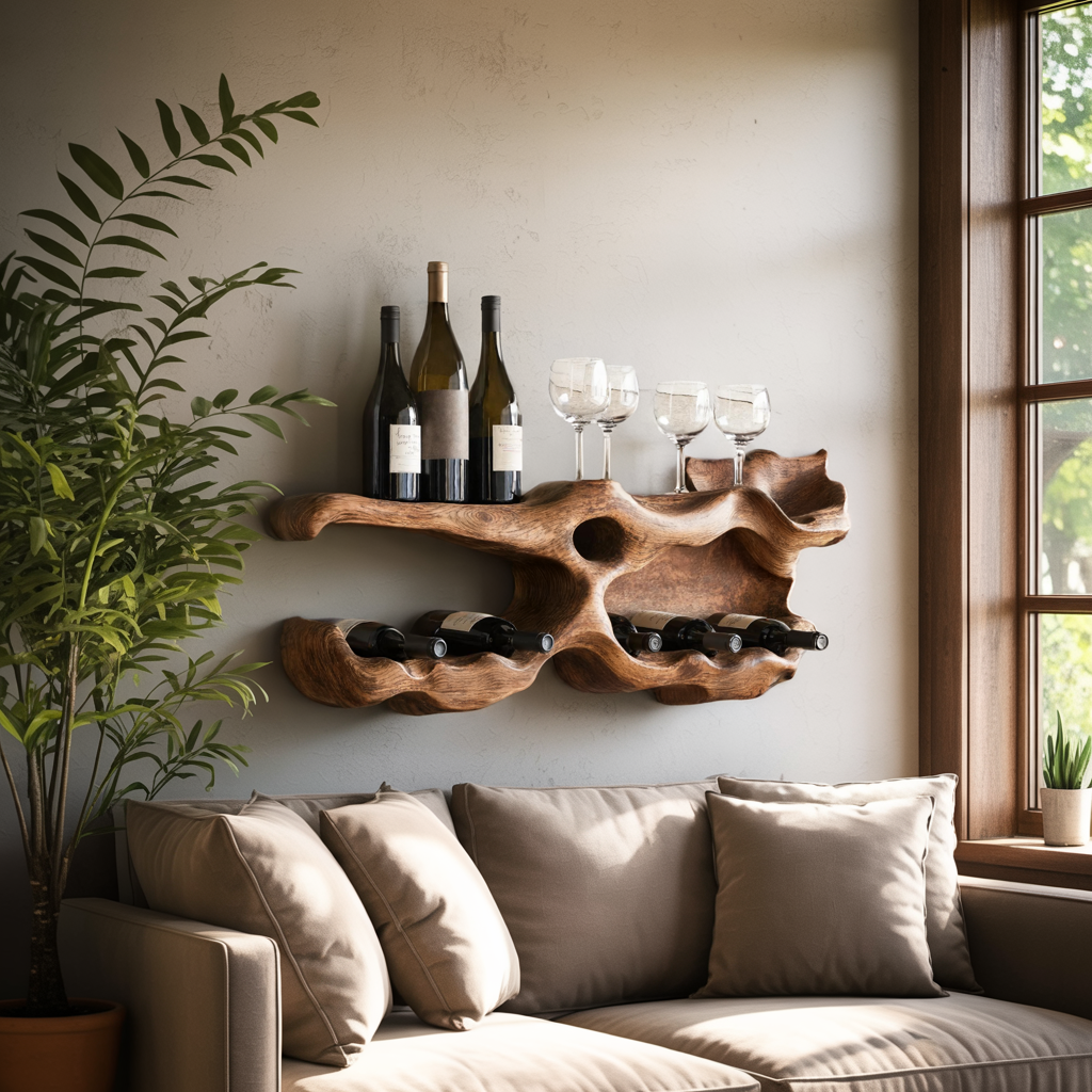 Farmhouse Wine Holder For Living Room Shelf Accent SILDTTNWH016