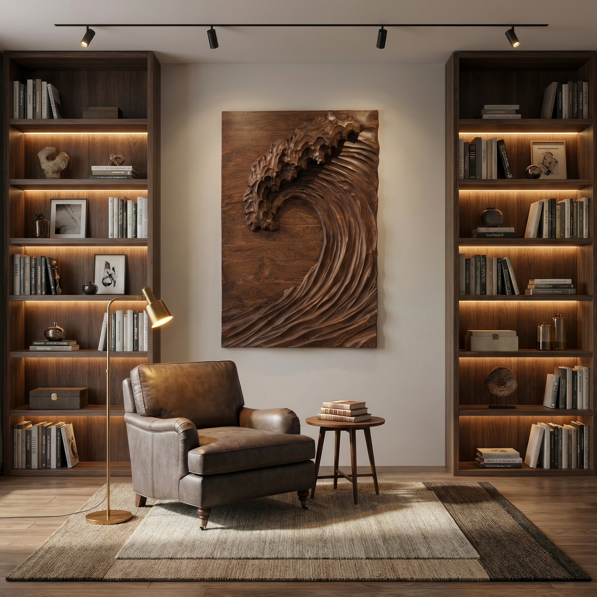 Hand Carved Wave Wall Art For Modern Living Room Decor RTTHHNWA077
