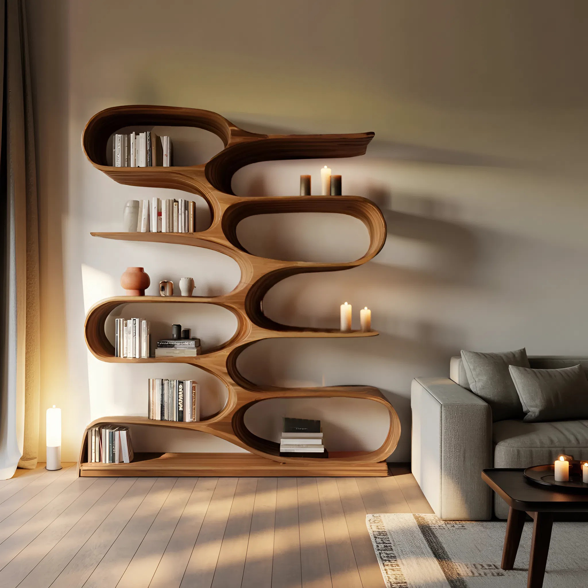 Organic Bookshelf For Living Room Or Home Decor SITHHNBS056
