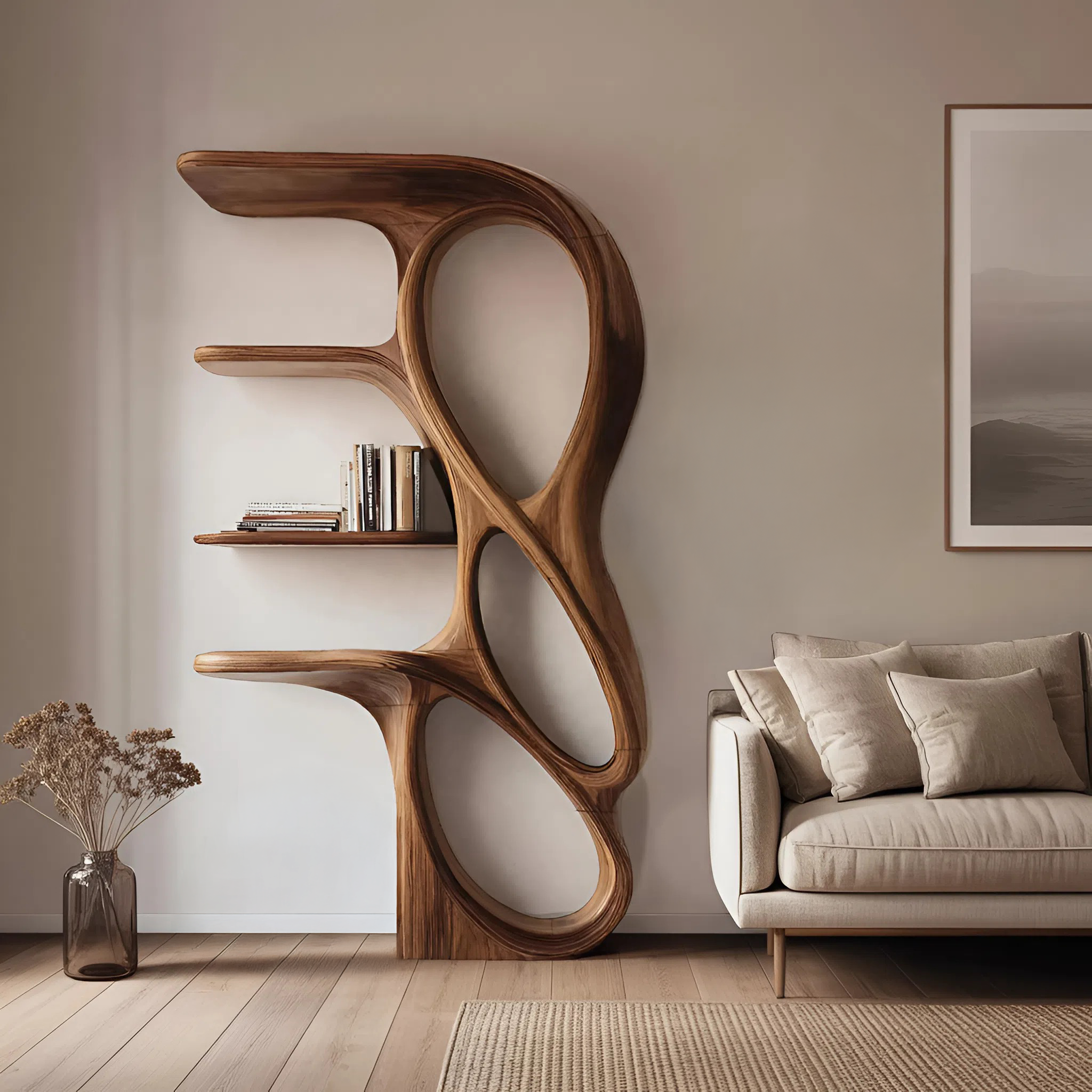 Contemporary Art Bookshelf For Living Room Decor SITHHNBS071
